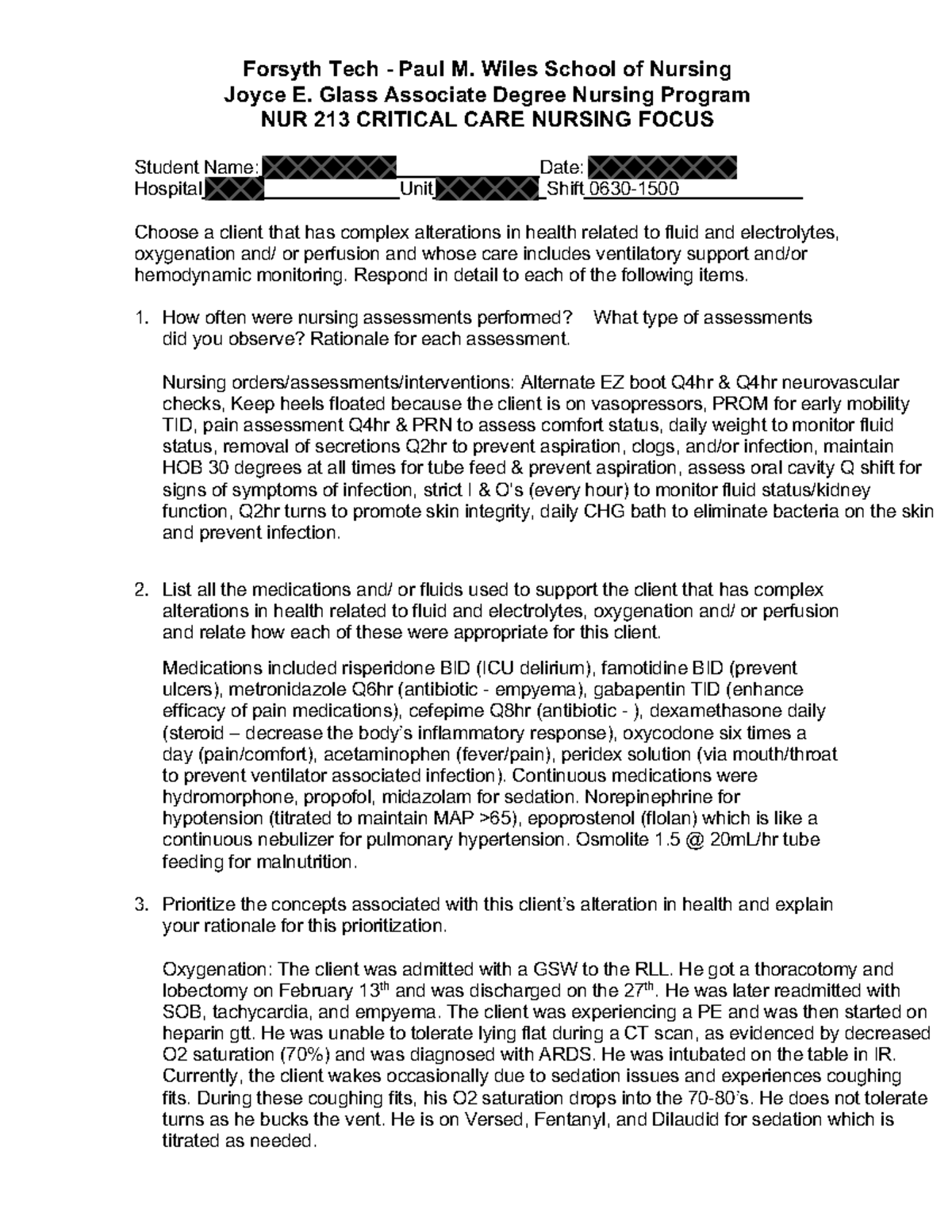 ICU Rotation Paperwork - Forsyth Tech - Paul M. Wiles School of Nursing ...