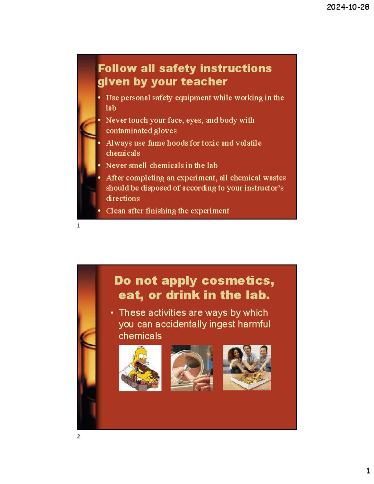 Lab safety instructions - 2024-10- 1 Follow all safety instructions ...