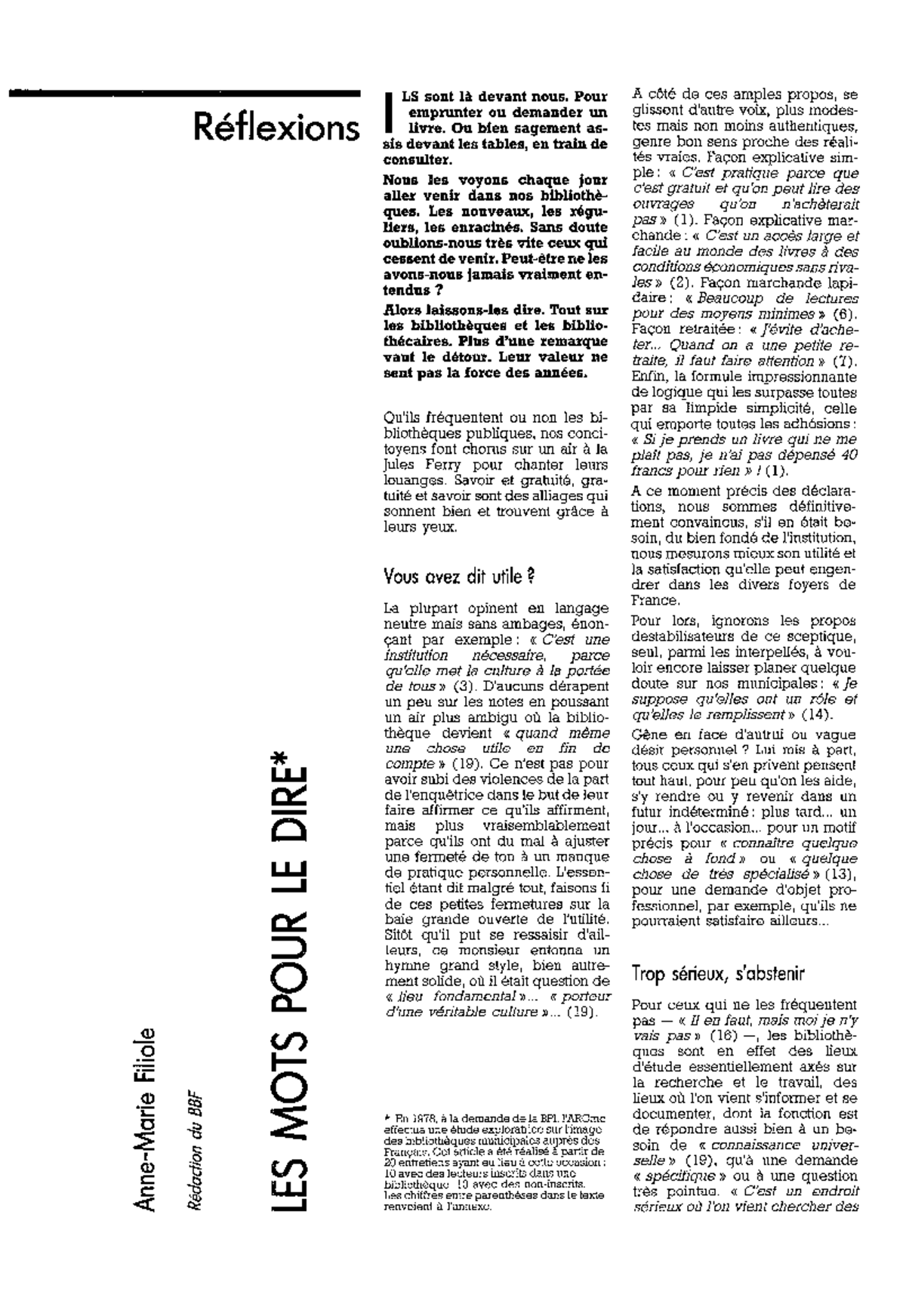 32222 les mots pour le dire Réflexions AnneMarie Filiole Rédadion du