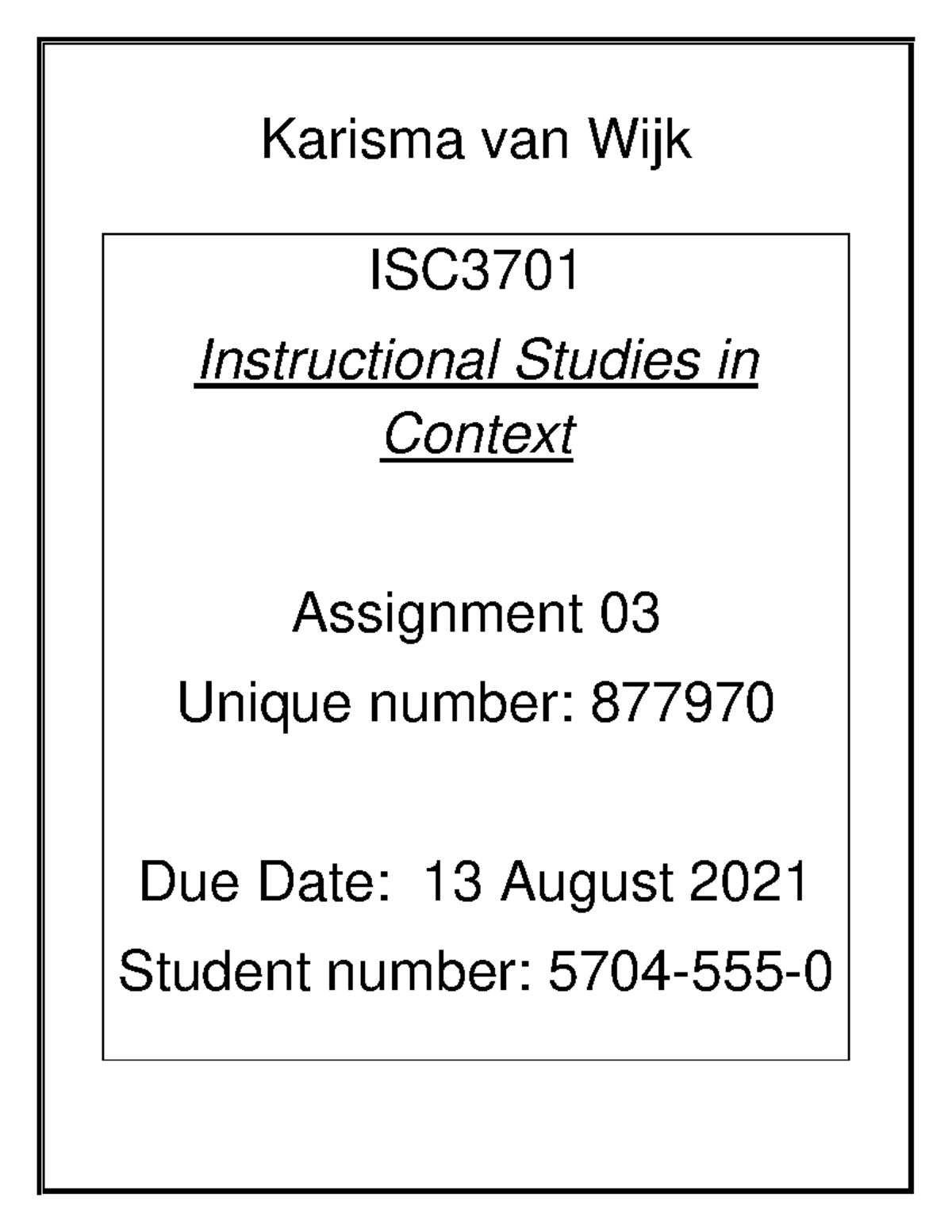 isc3701 assignment 3 2021