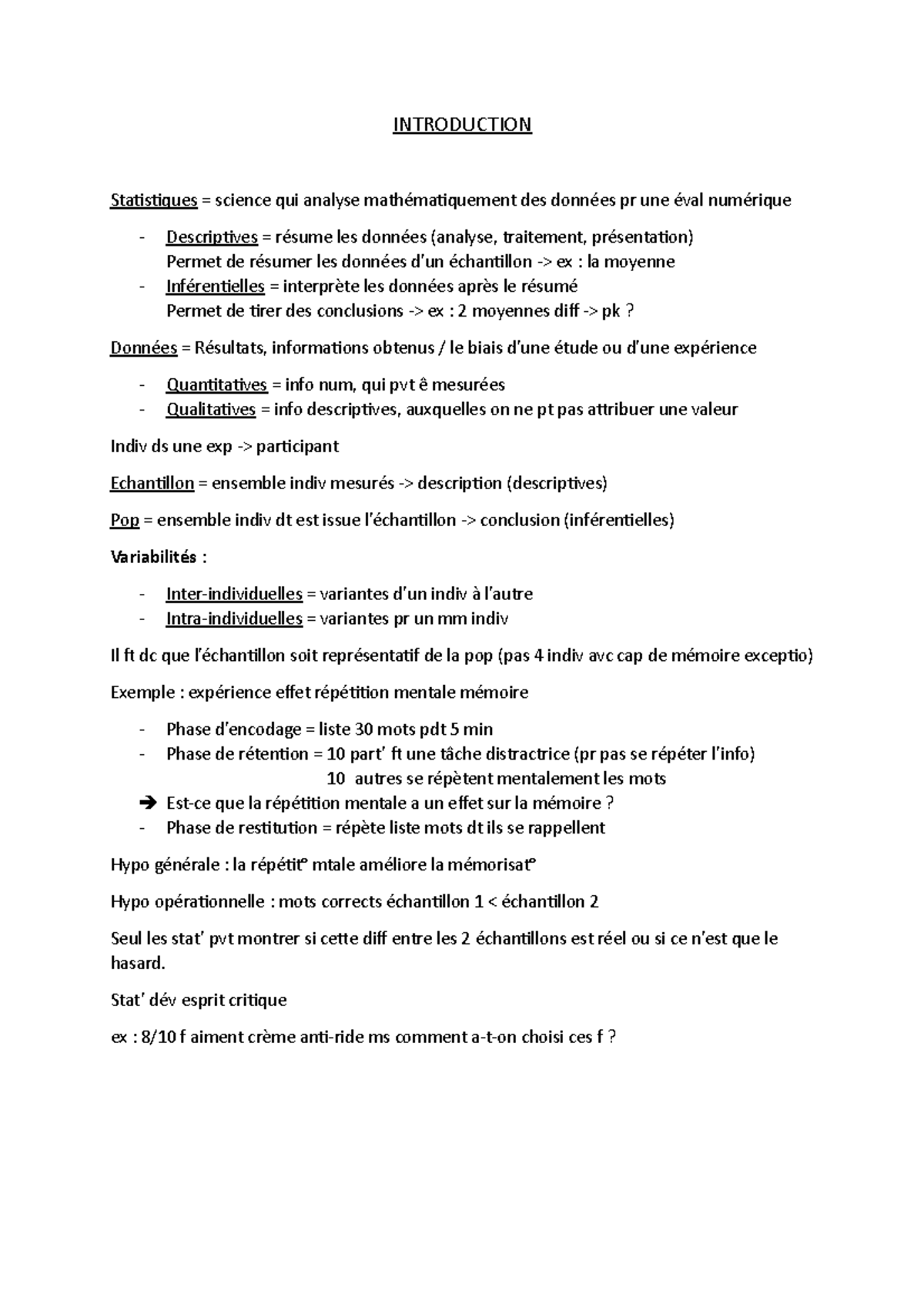 1. Les techniques de recueil de données - INTRODUCTION Statistiques ...