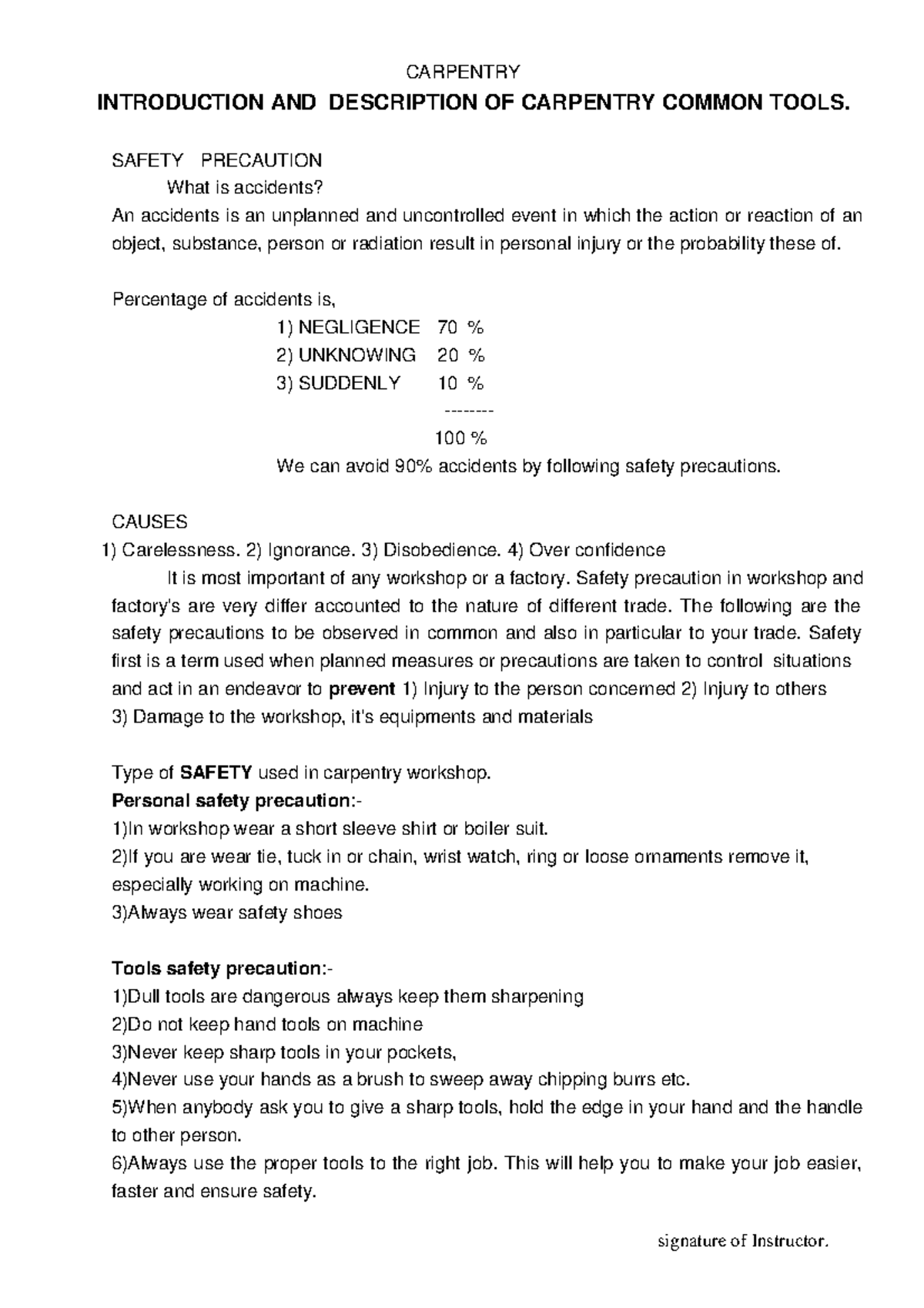 Carpentry writeup - Lecture notes 1-10 - CARPENTRY INTRODUCTION AND ...