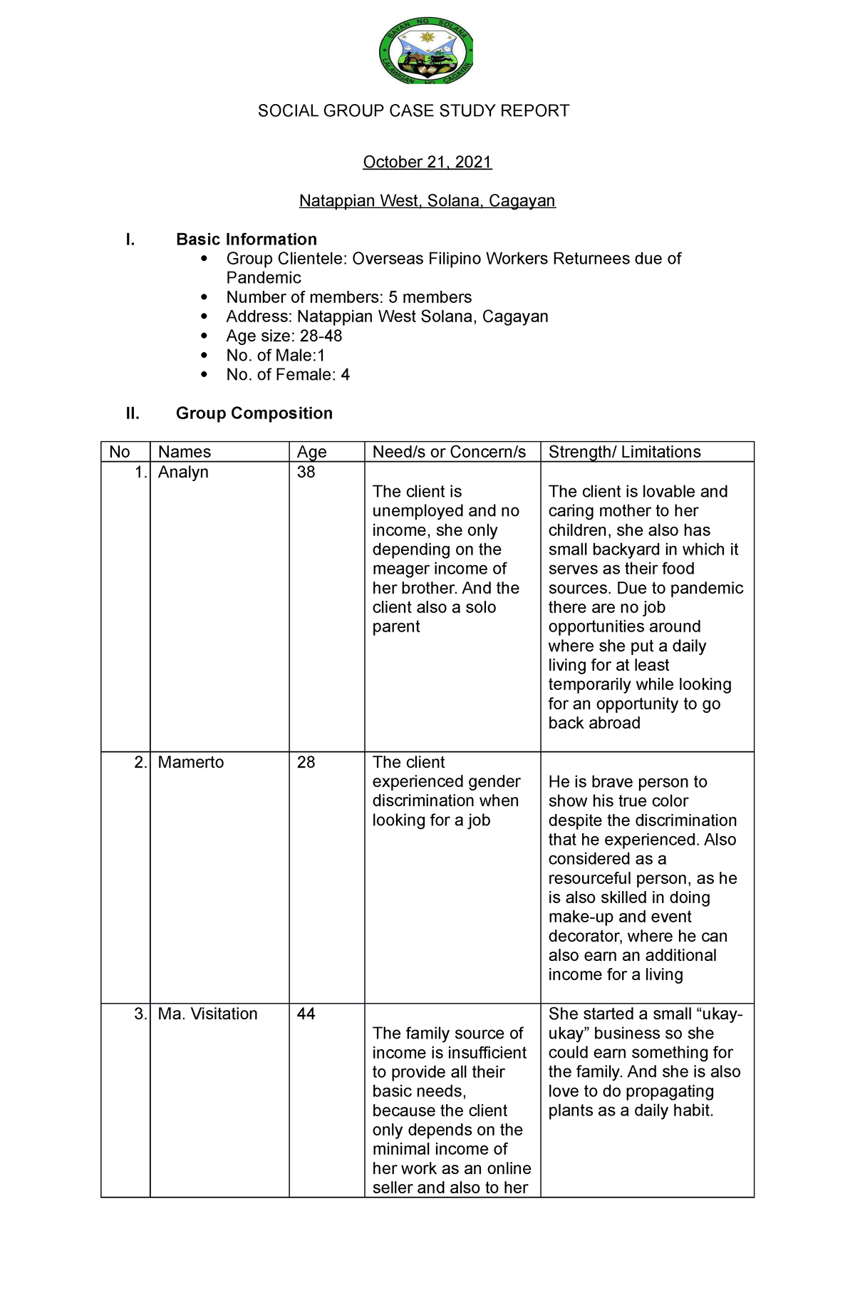 case study on social groups