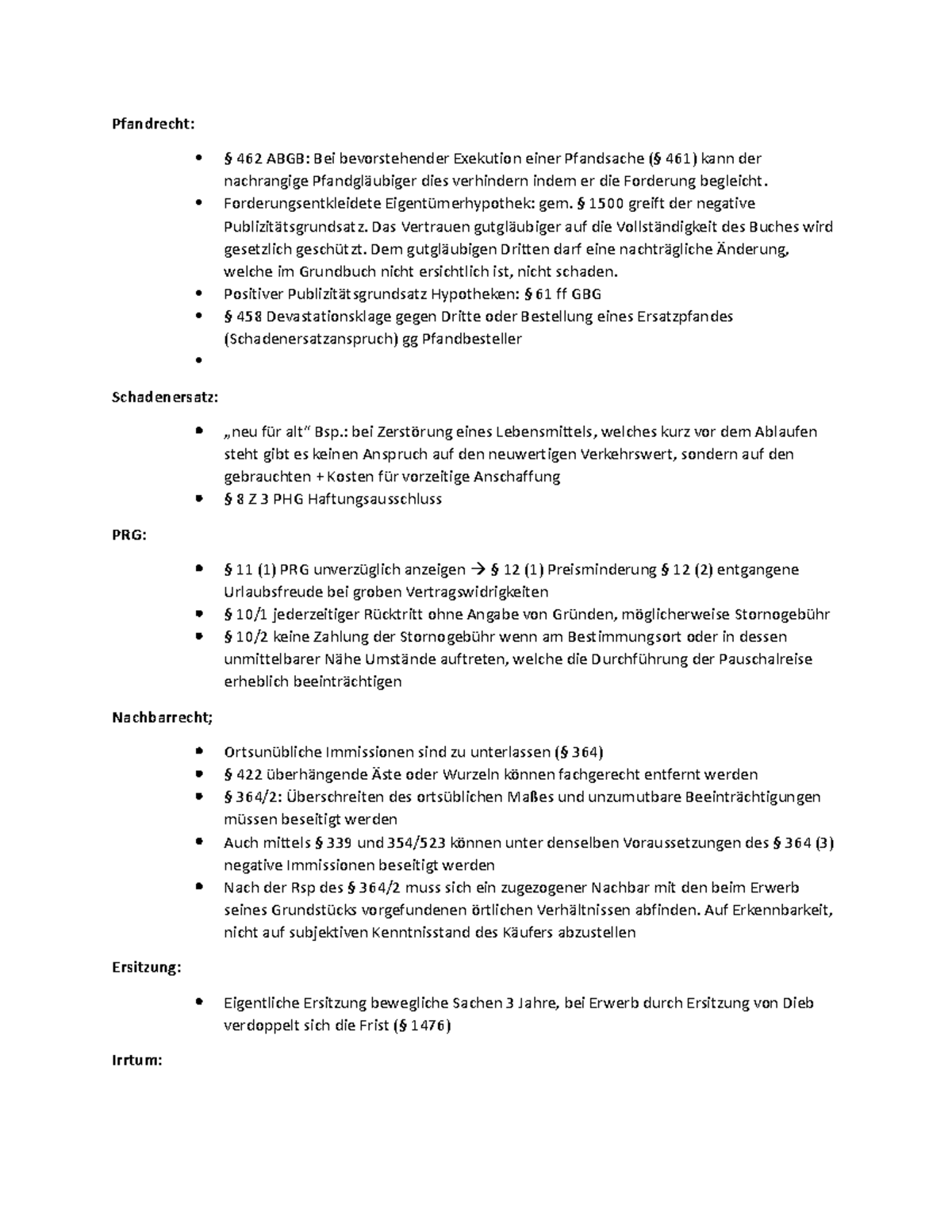Neues - Pfandrecht: § 462 ABGB: Bei bevorstehender Exekution einer ...