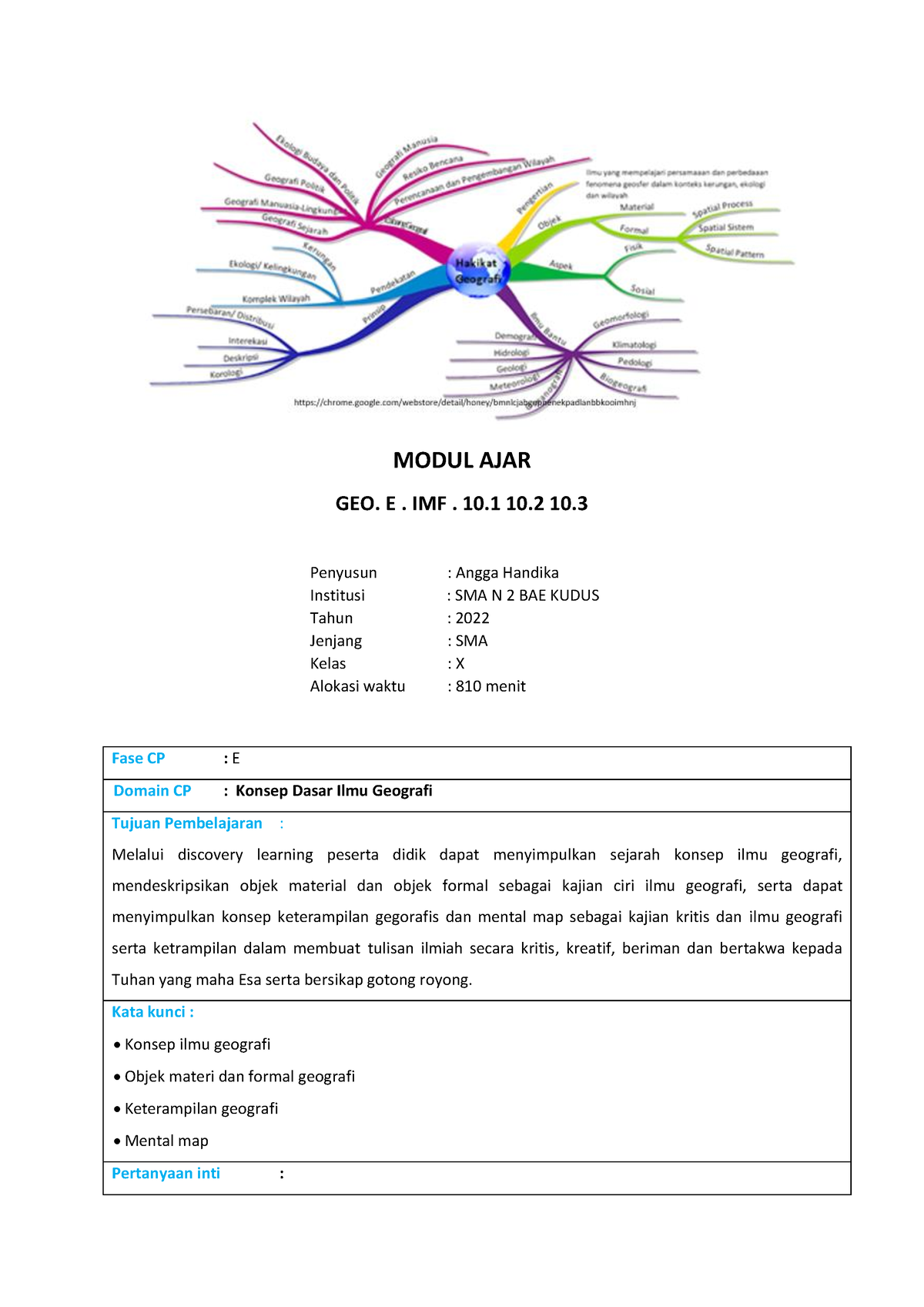 MA 01 Geografi SMA E Kelas X - MODUL AJAR GEO. E. IMF. 10 10 10. Fase ...