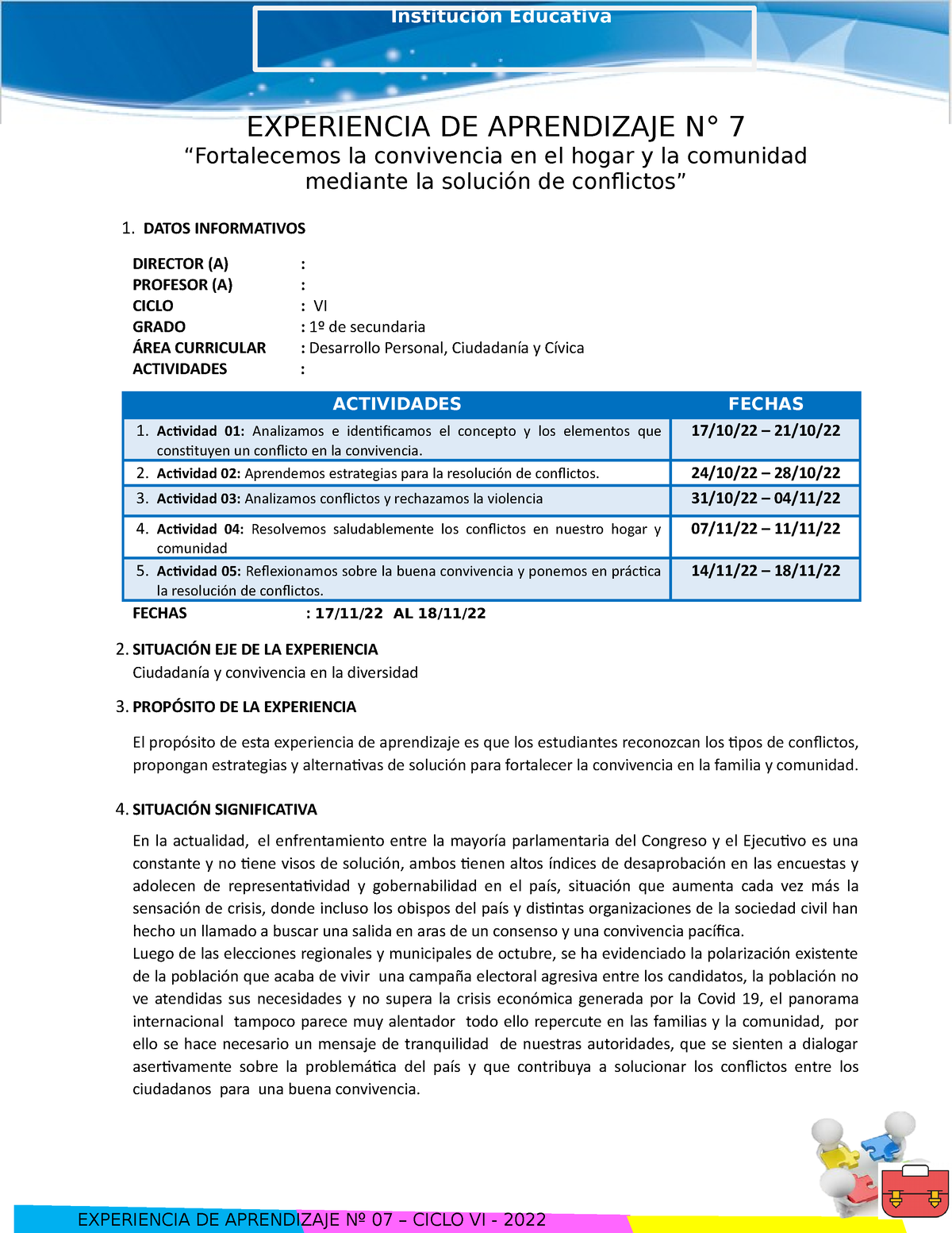 1° DPCC- EDA 7- 2022 - DPCC - EXPERIENCIA DE APRENDIZAJE N° 7 ...