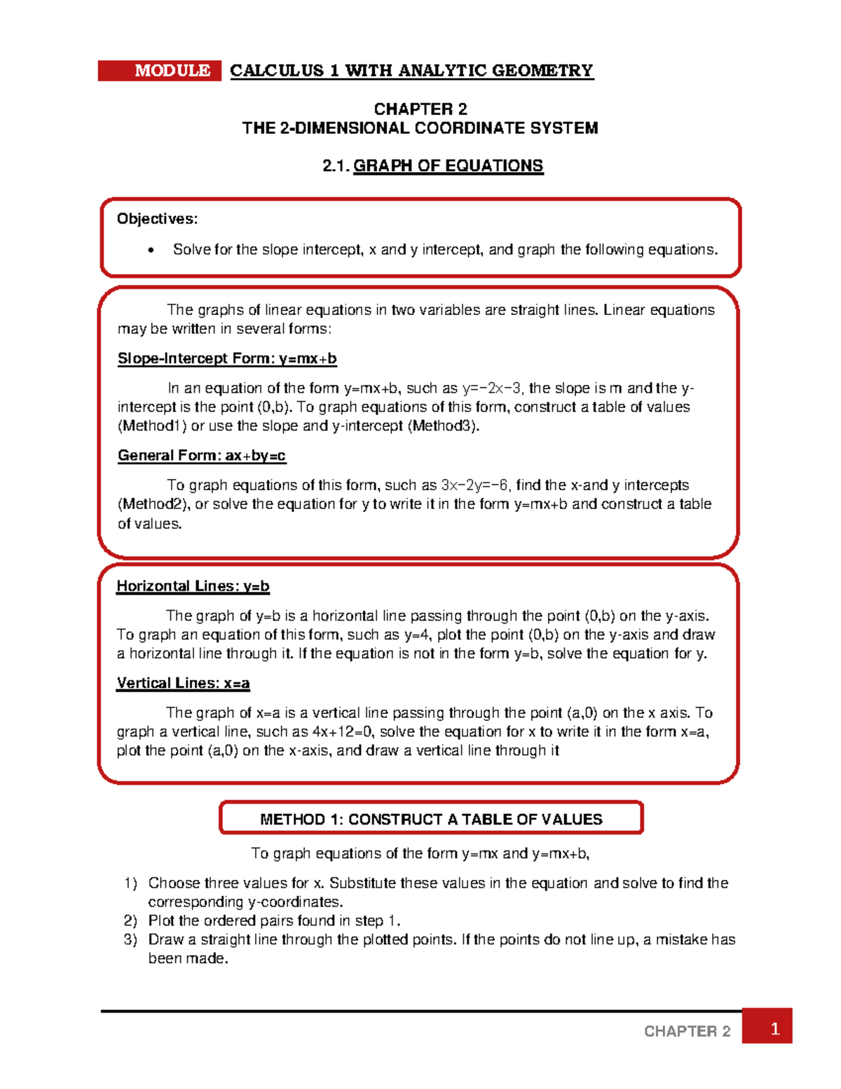 Chapter 2 THE 2- Dimensional Coordinate System - CHAPTER 2 THE 2 ...
