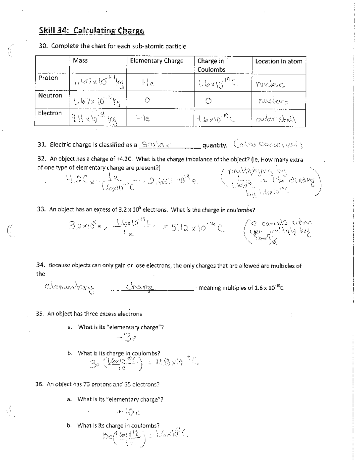 Skill 34Answer Key - physics notes - Studocu