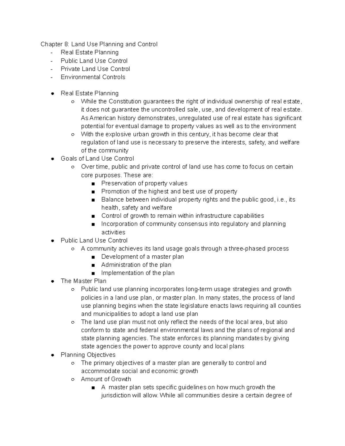 Chapter 8 Land Use Planning and Control Chapter 8 Land Use Planning