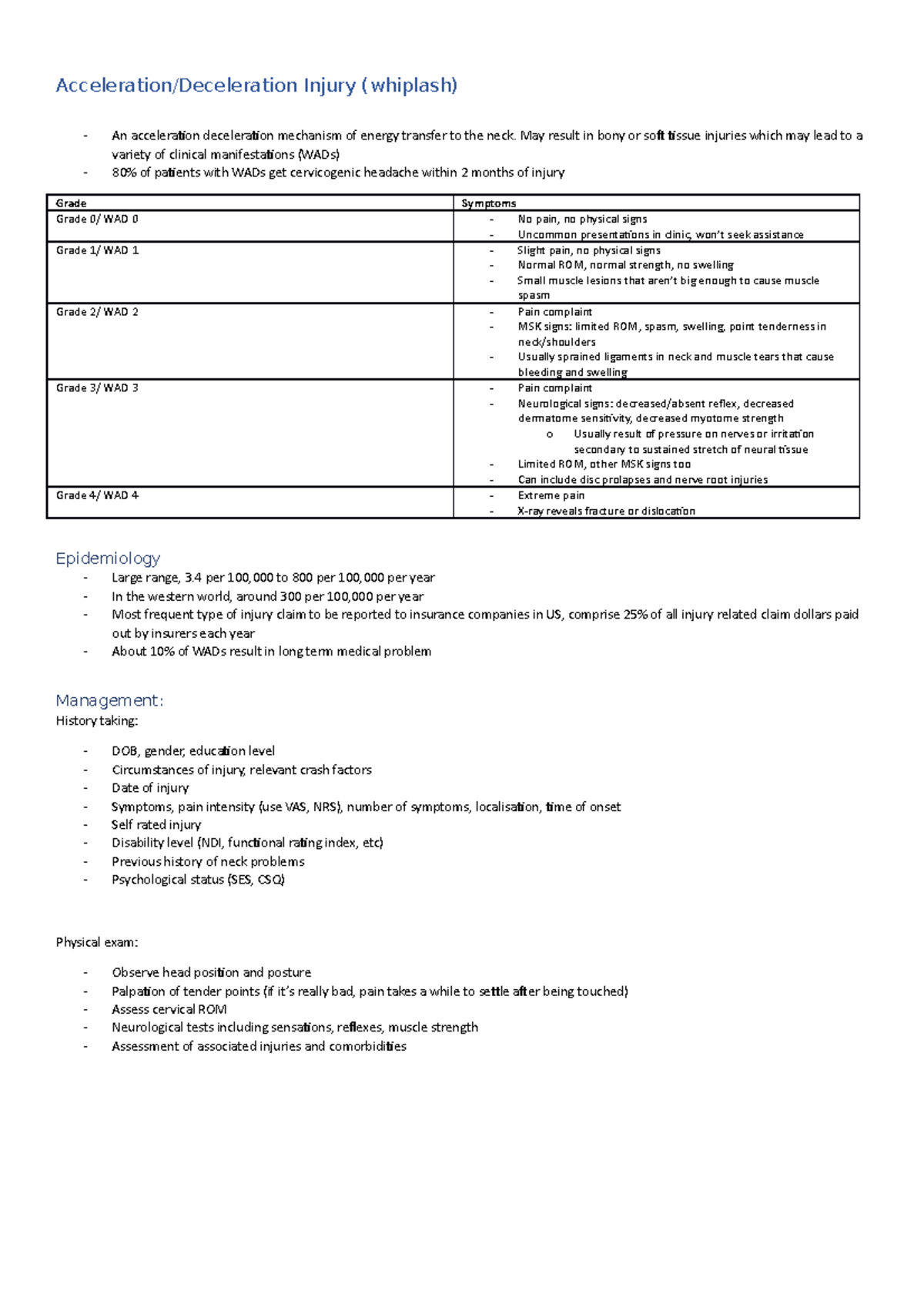 WADs - Summary on WAD's - Acceleration/Deceleration Injury (whiplash ...