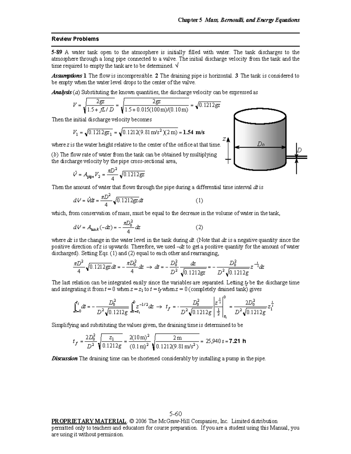 FM Sol Chap05-089 - fluid mechanics solutions - Review Problems 5-89 A ...