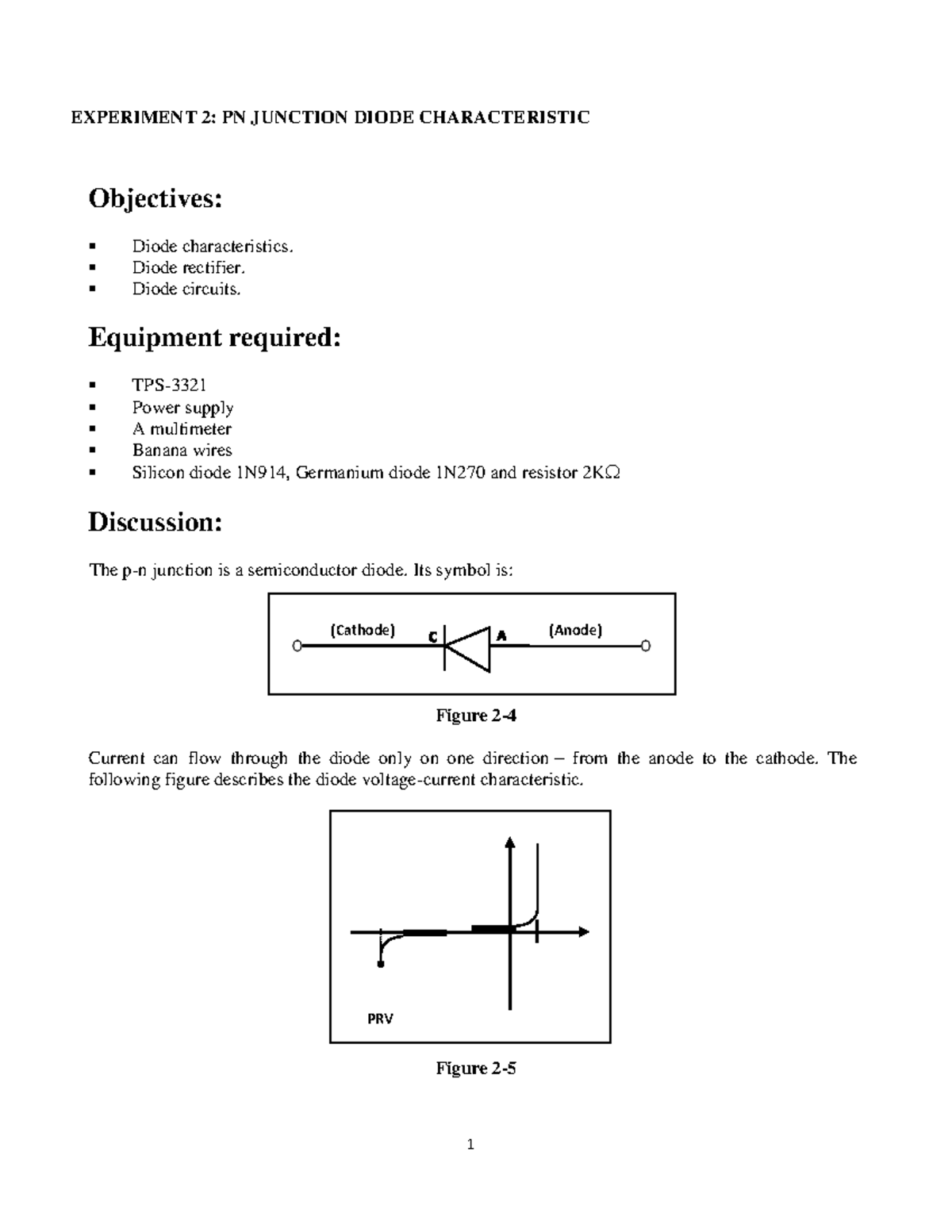Experiment 2 - Gddhbcdd gddb - 1 EXPERIMENT 2: PN JUNCTION DIODE ...