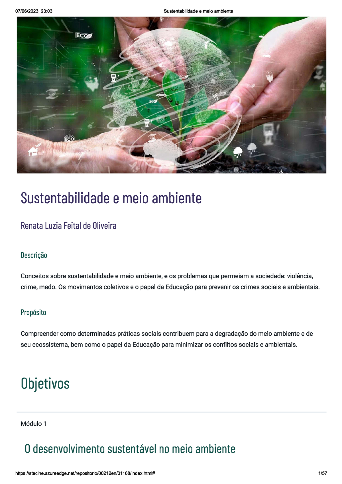 SUSTENTABILIDADE - TURISMO, MEIO AMBIENTE E SUSTENTABILIDADE - Studocu