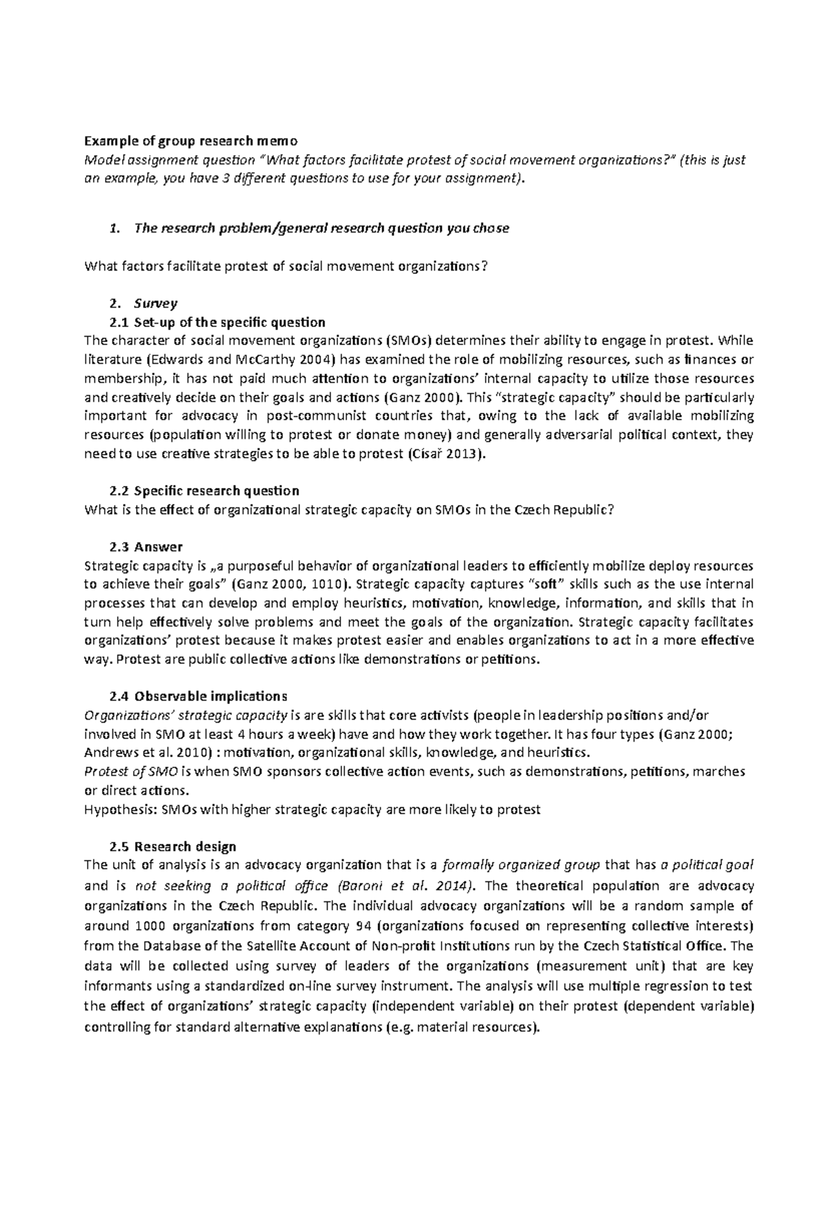 Group research memo - Example of group research memo Model assignment ...