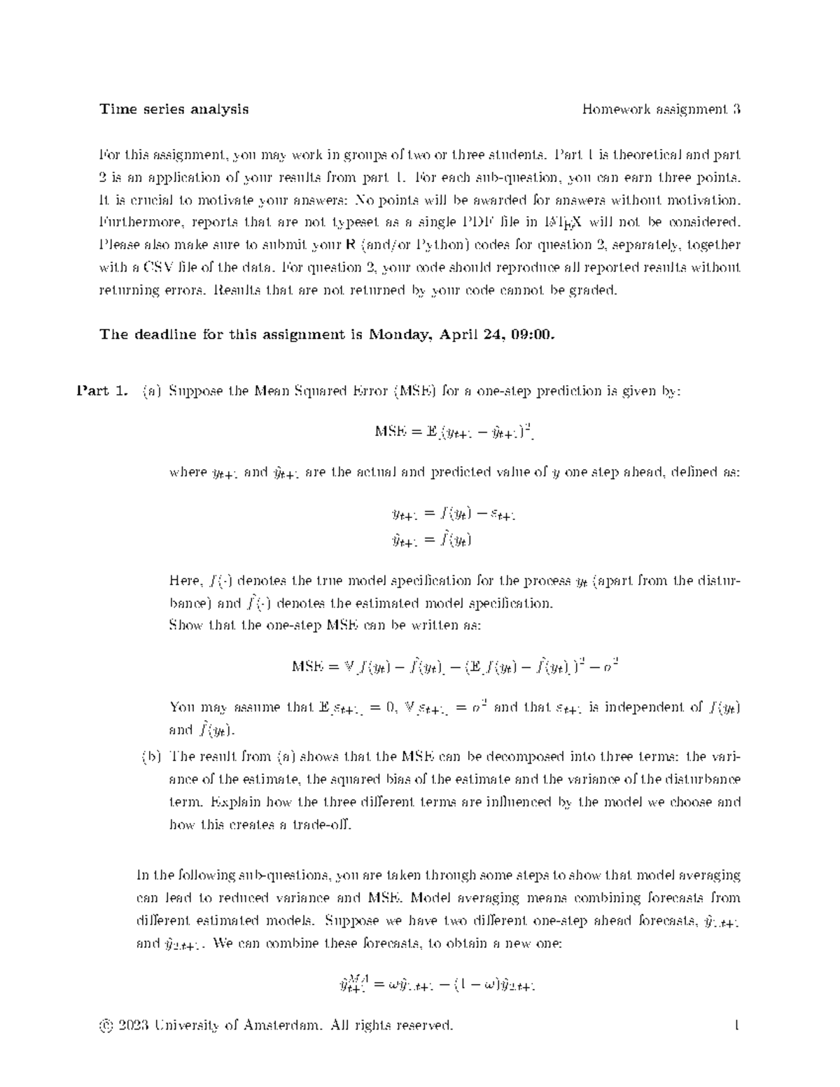 time series assignment