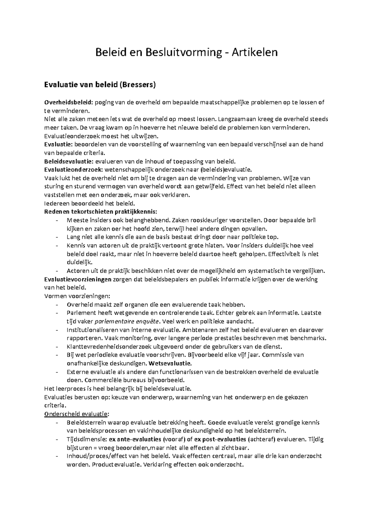 Samenvatting Beleid En Besluitvorming - Beleid En Besluitvorming ...