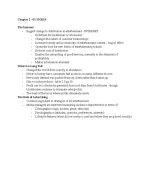 Chapter 4 Lecture Notes - 02/05/2019 - Distribution and Marketing ...