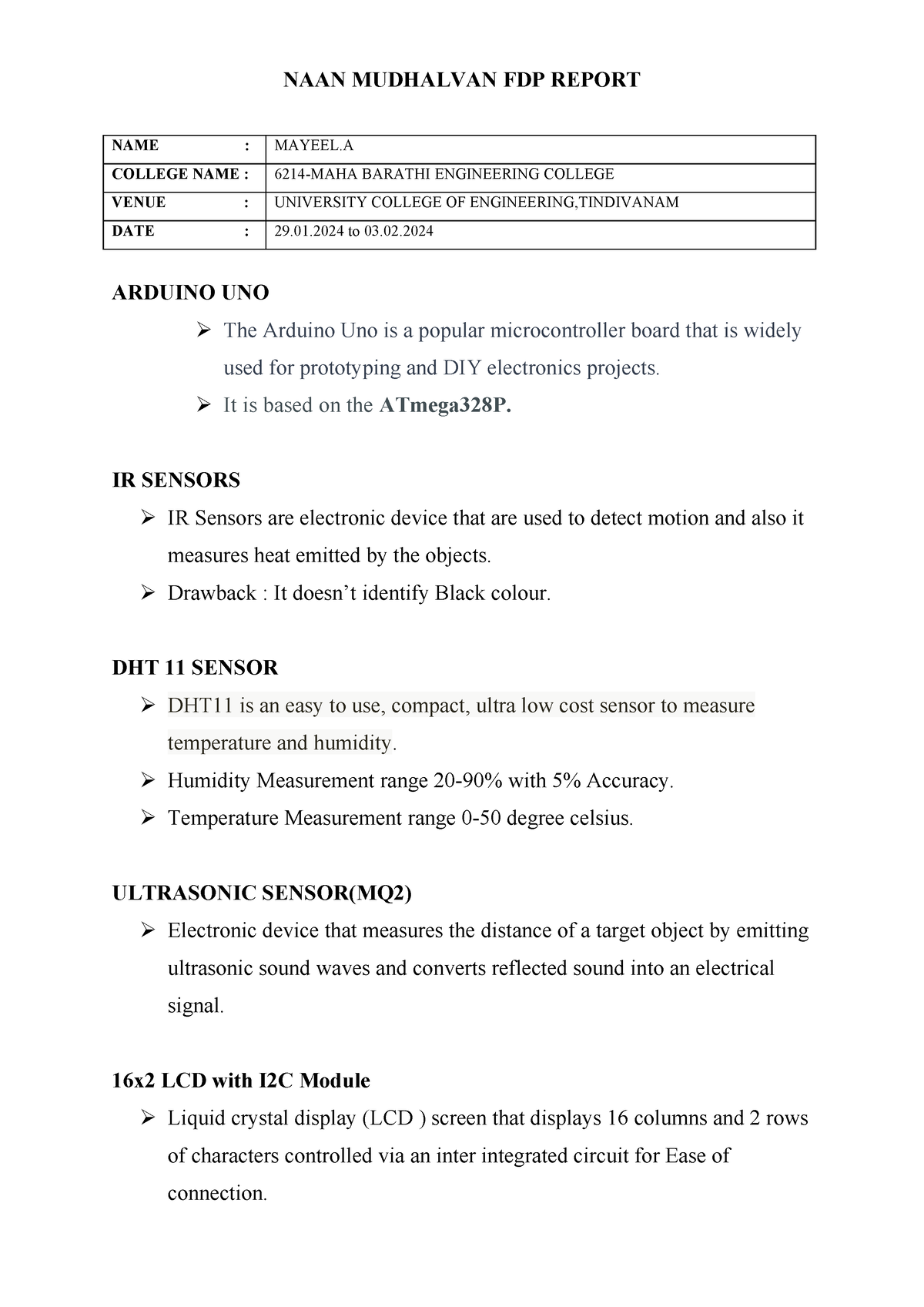 NAAN Mudhalvan FDP Report - NAAN MUDHALVAN FDP REPORT NAME : MAYEEL ...