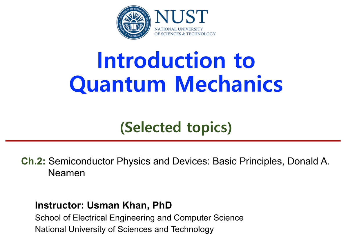 3 Week 2 Lecture Notes - Introduction To Quantum Mechanics (Selected ...