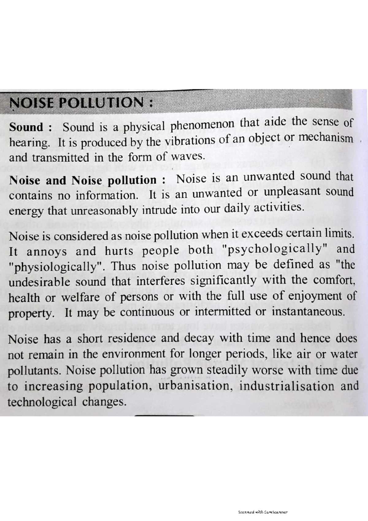 Noise Pollution Notes EEE Mechanical Engineering Studocu