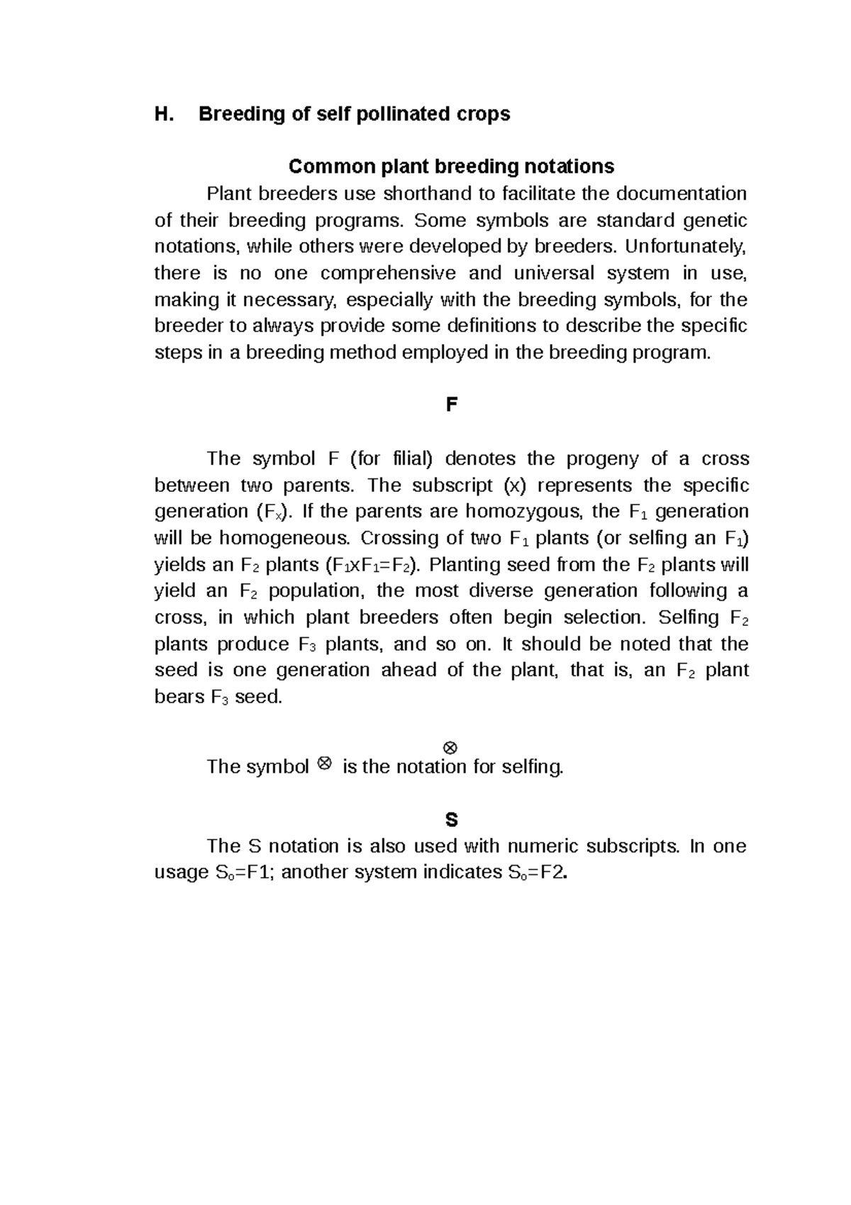 Breeding of self pollinated crops - H. Breeding of self pollinated ...