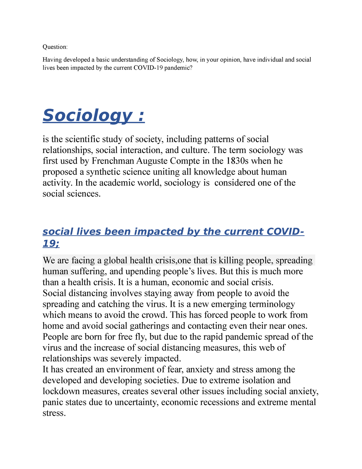 sociology current events assignment