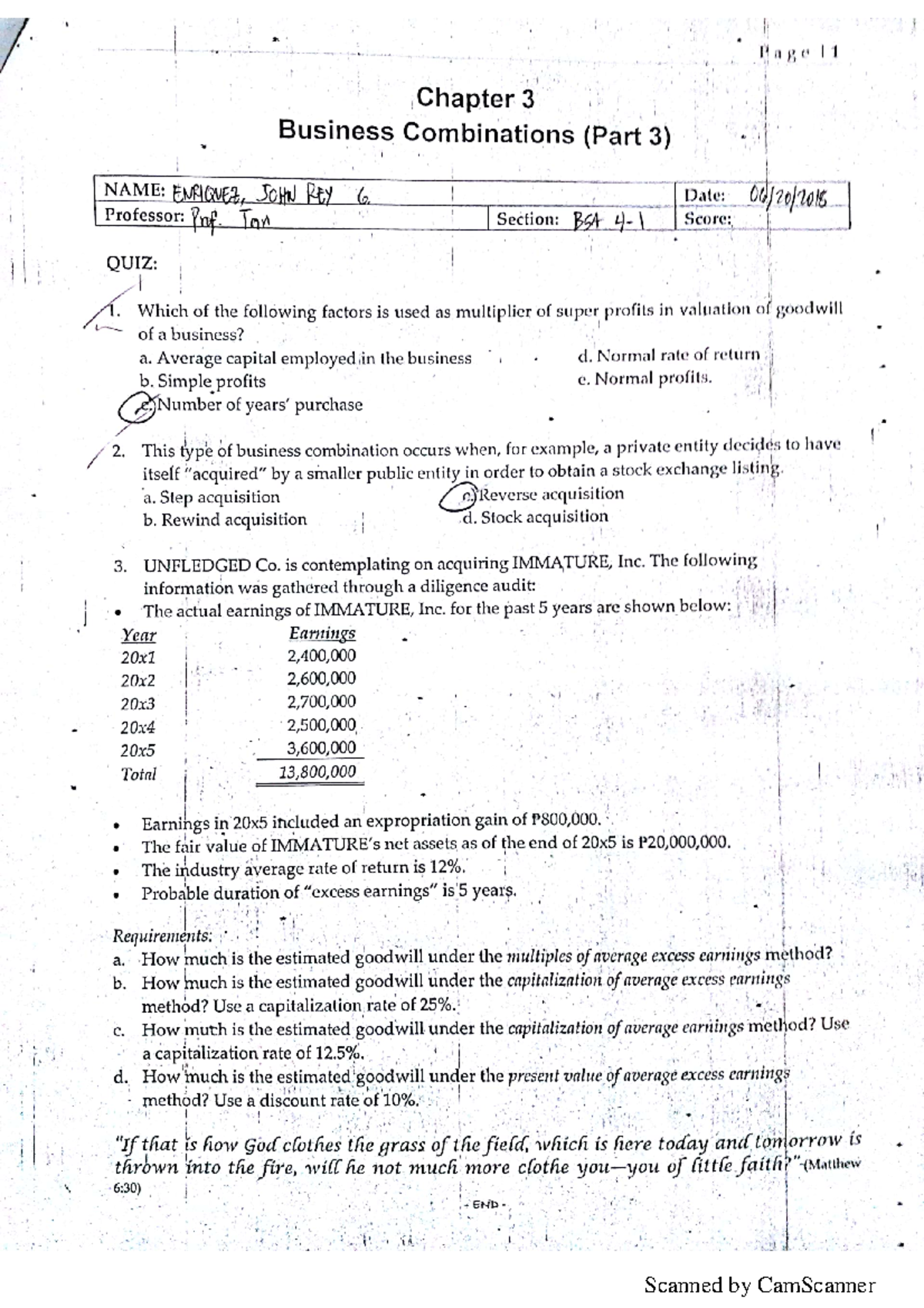 AFAR II Q3 - past exam - Bachelor of Science in Accountancy - Scanned ...
