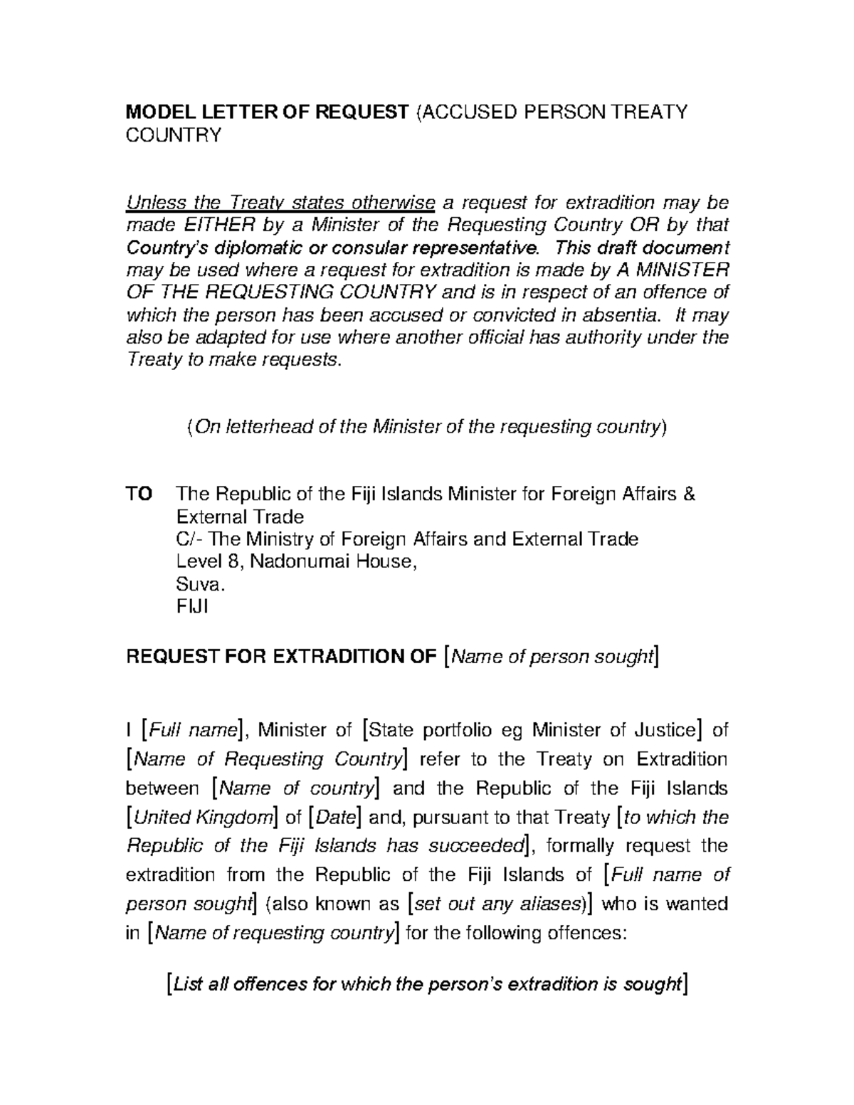 Letter-of-Request - Summary Civil Procedure - MODEL LETTER OF REQUEST ...