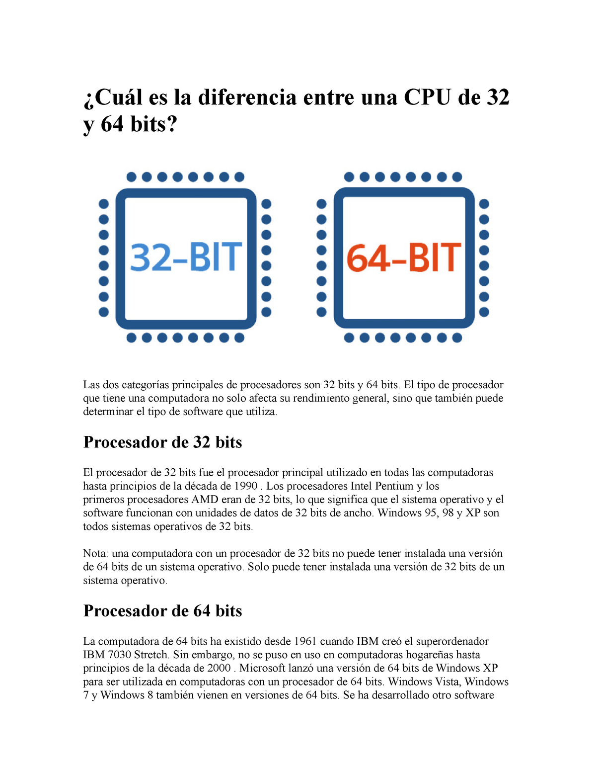 Cuál Es La Diferencia Entre Una Cpu De 32 Y 64 Bits El Tipo Todo Programas Mega 1 Link 9289
