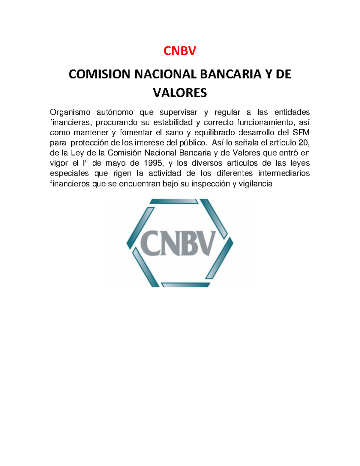 Comisión Nacional Bancaria Y De Valores - CNBV COMISION NACIONAL ...