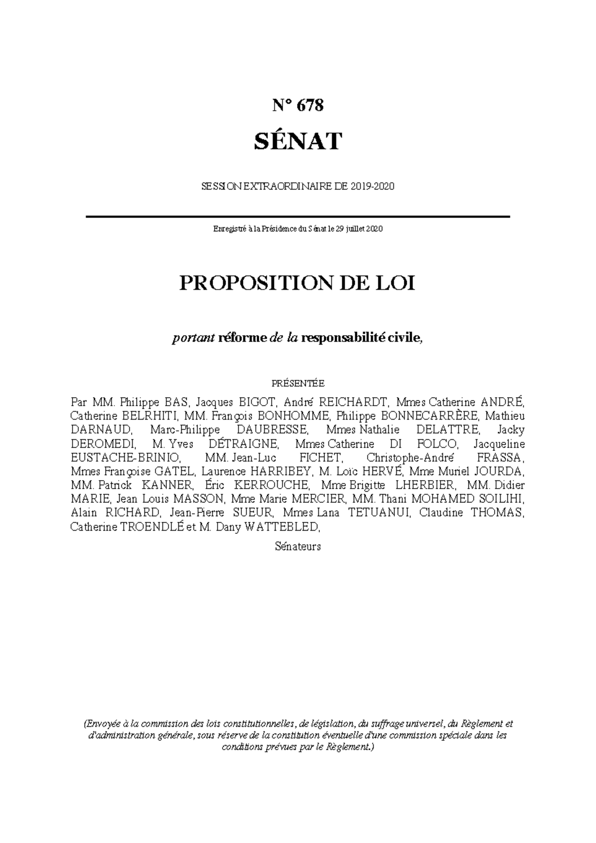 Proposition loi 29 juillet 2020 dr civil pdf - N° 678 SÉNAT SESSION ...