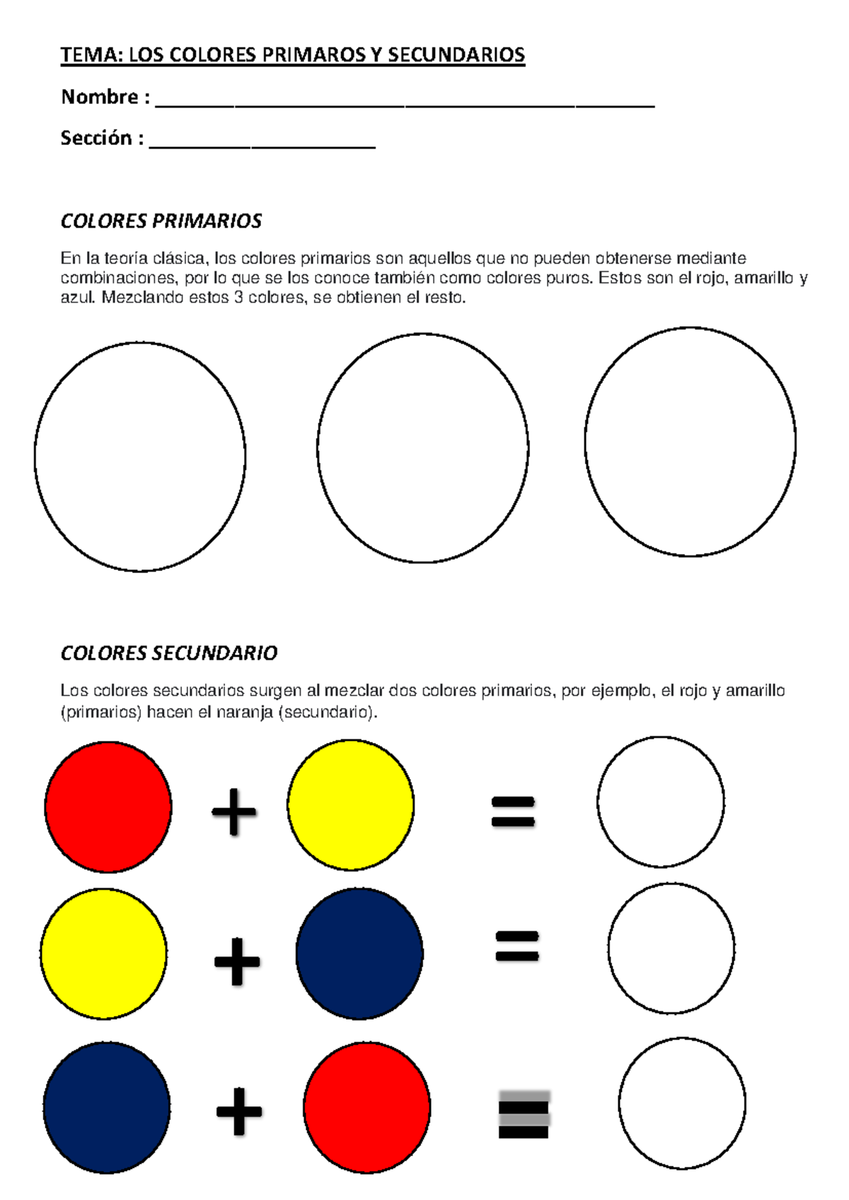 TEMA Descubriendo Colores - TEMA: LOS COLORES PRIMAROS Y SECUNDARIOS ...
