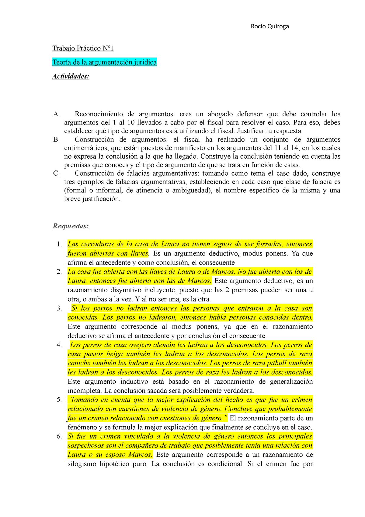 Trabajo Práctico Nº1 Teoria De La Argumentacion Juridica Rocío Quiroga Trabajo Práctico Nº 9971