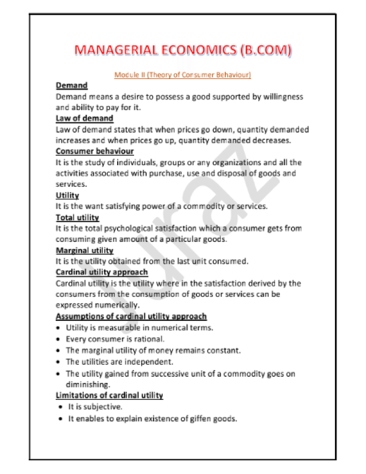 Managerial Economics (BCOM)- Modue II 221018 165154 - Studocu