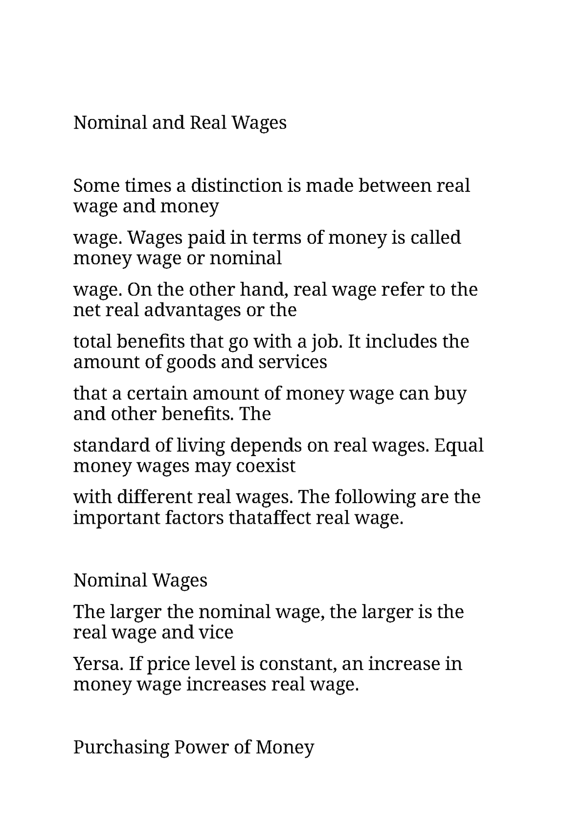 Nominal,real And Subsistence Theory Of Wages - Economic Growth And ...