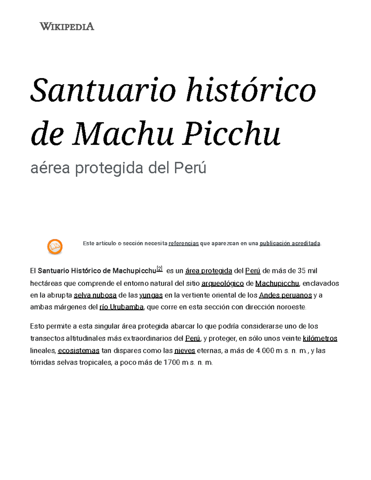 Santuario histórico de Machu Picchu - Wikipedia, la enciclopedia libre ...