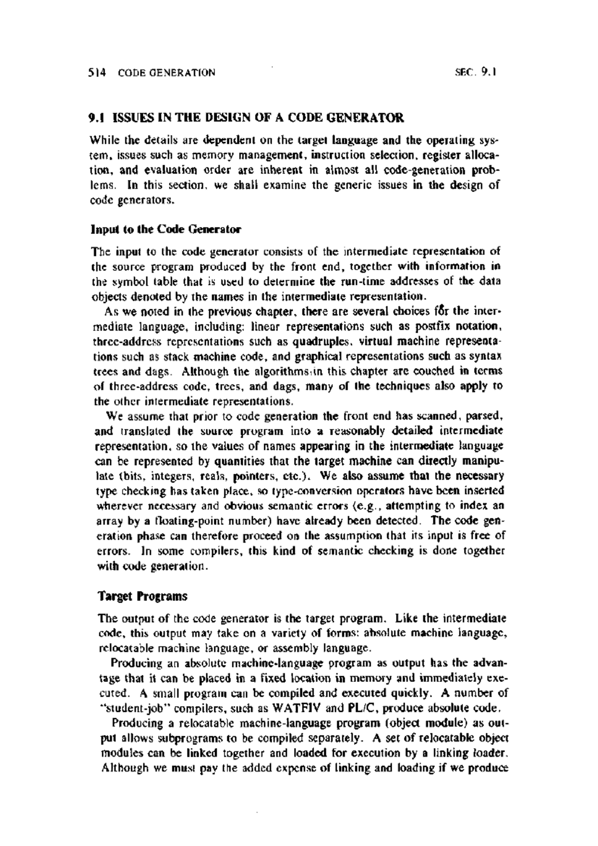 11. Issues in the design of a code generator - Information technology ...