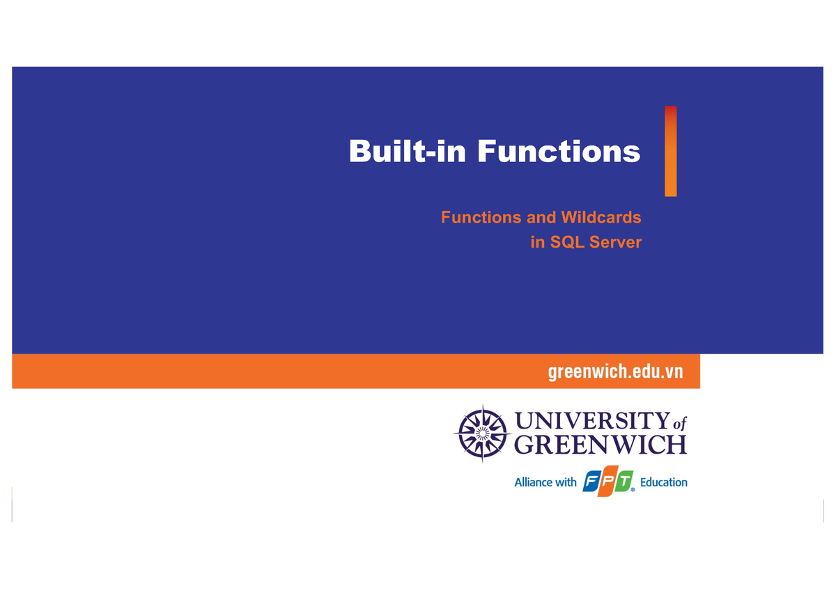 13 DB-Basics-Built-in-functions - Built-in Functions Functions and ...