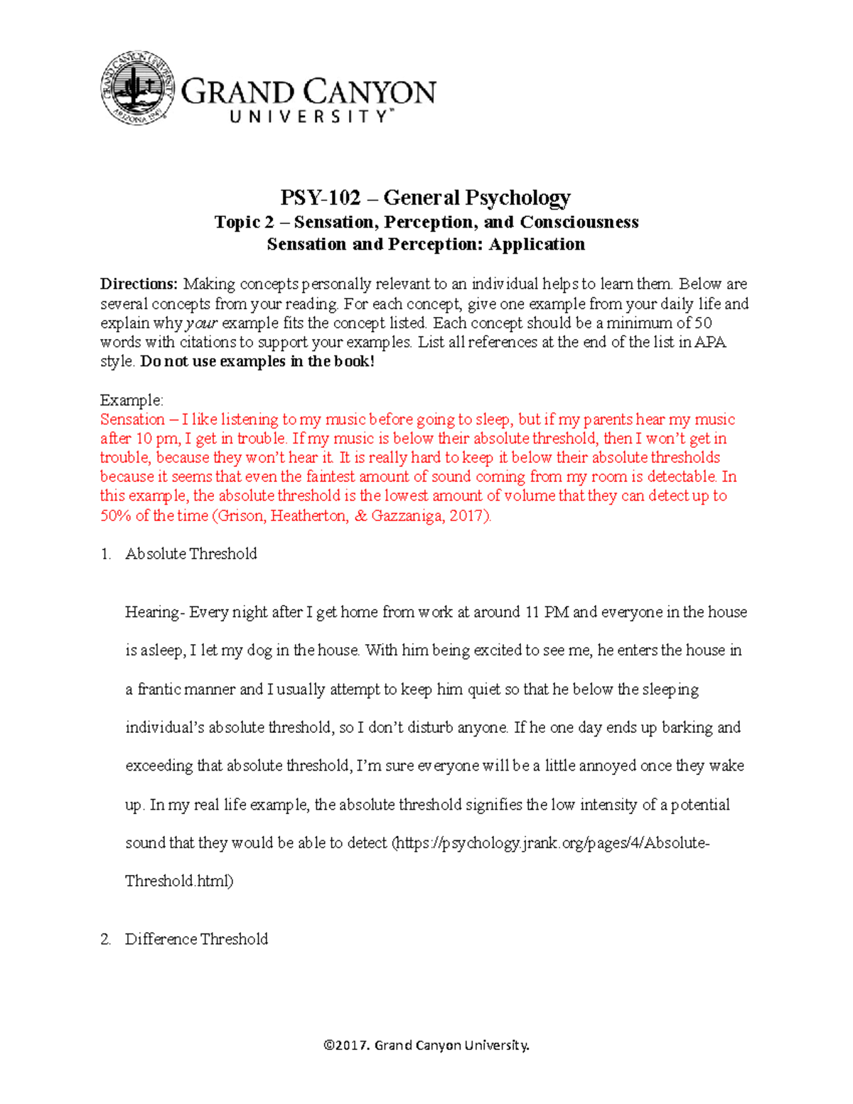 Psy 102 Rs T2 Sensation Perception Applications Psy 102 General Psy 102 Rs T2 Sensation Perception Applications Psy 102 General