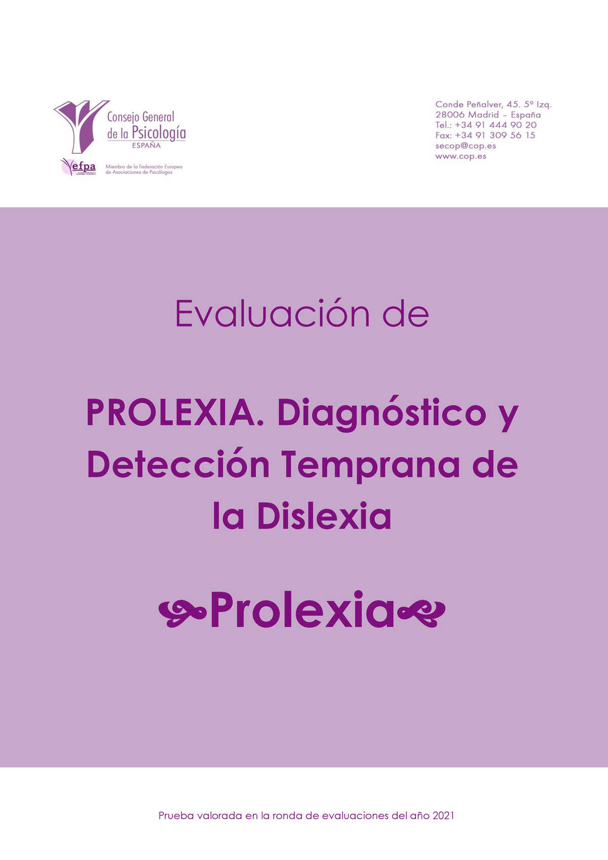 GUIA Bajada Prolexia Evaluacion COP - EvaluaciÛn De PROLEXIA ...