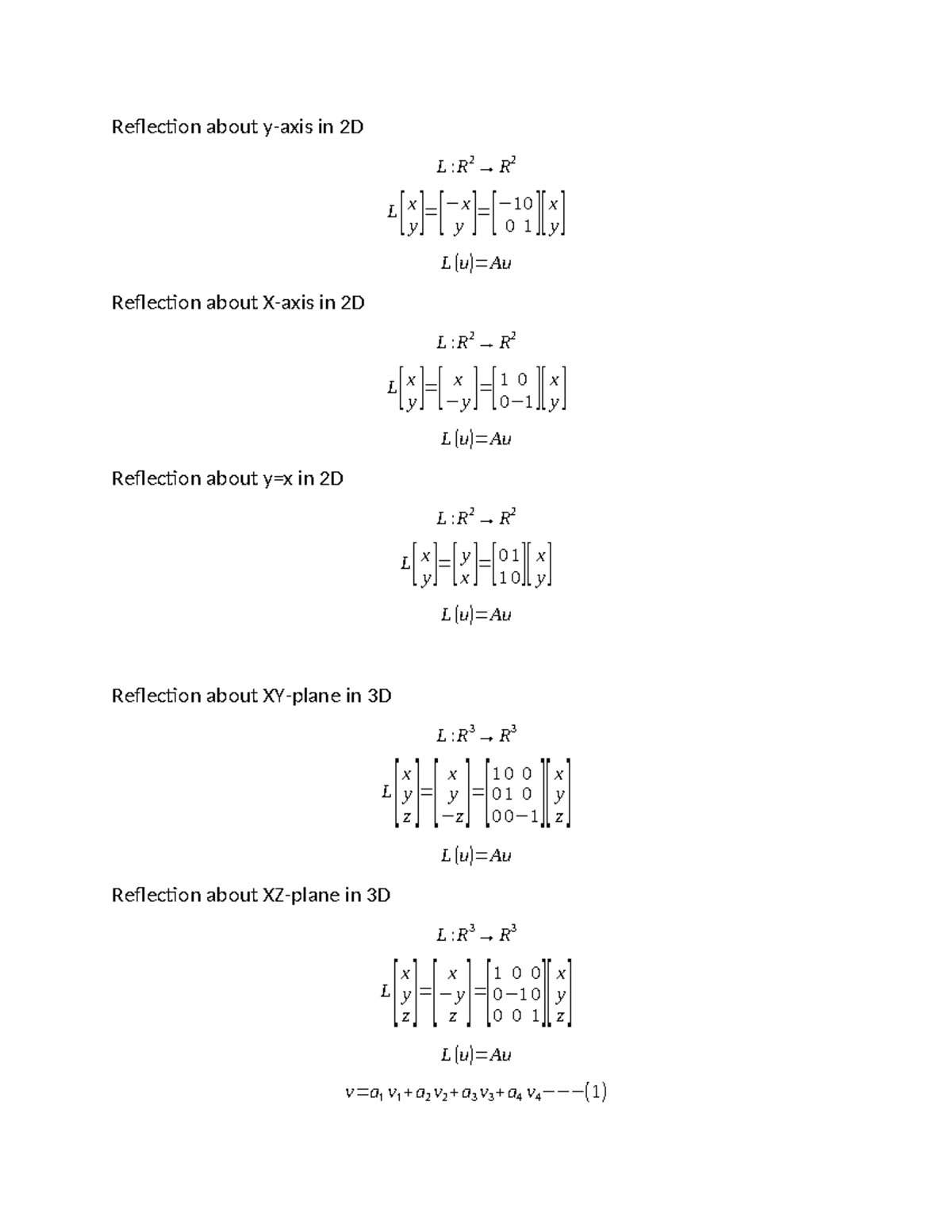 Ch-6, LT Exer 6 - Will help u - Reflection about y-axis in 2D L :R 2 → ...