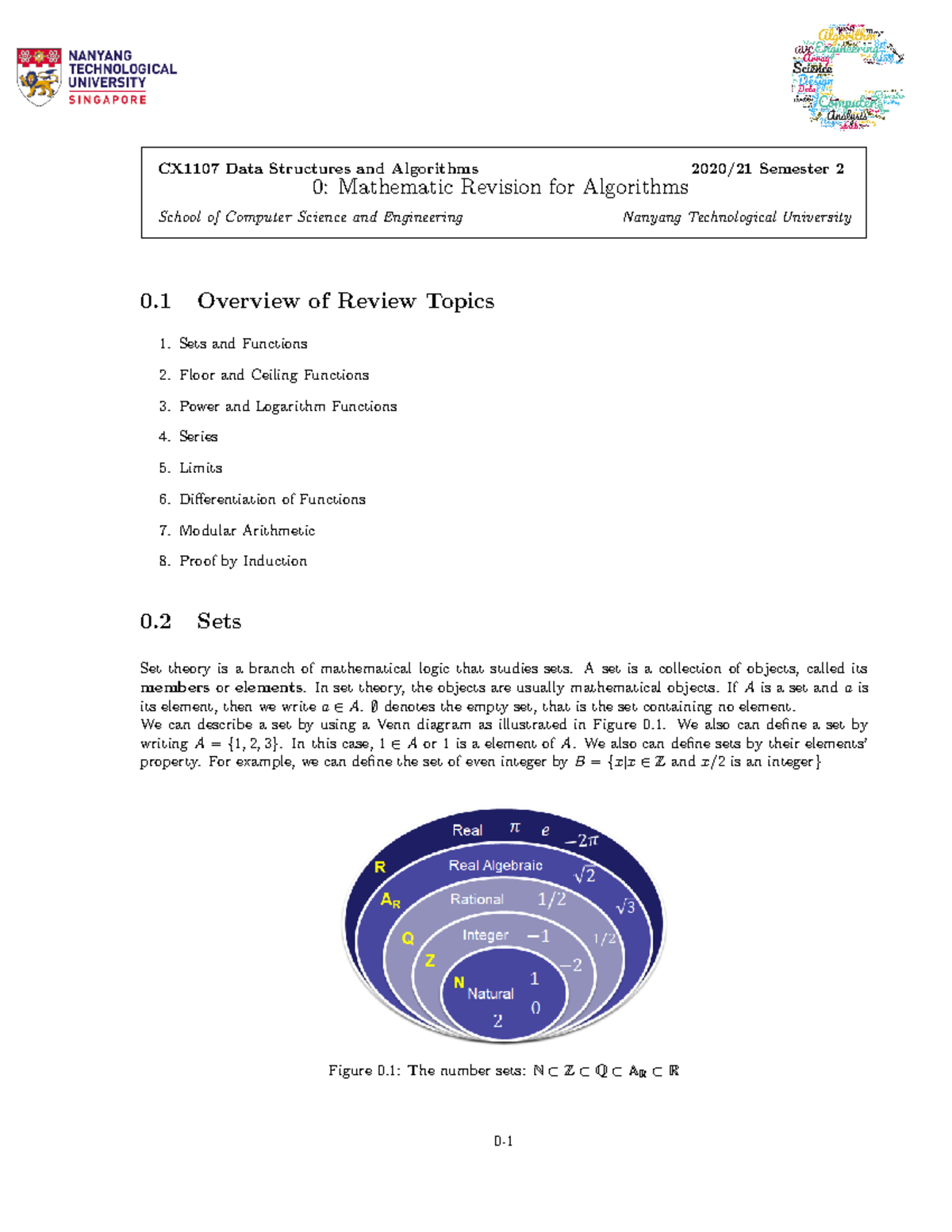 1. Lecture 0 Math - CX1107 Data Structures and Algorithms 2020/21 ...