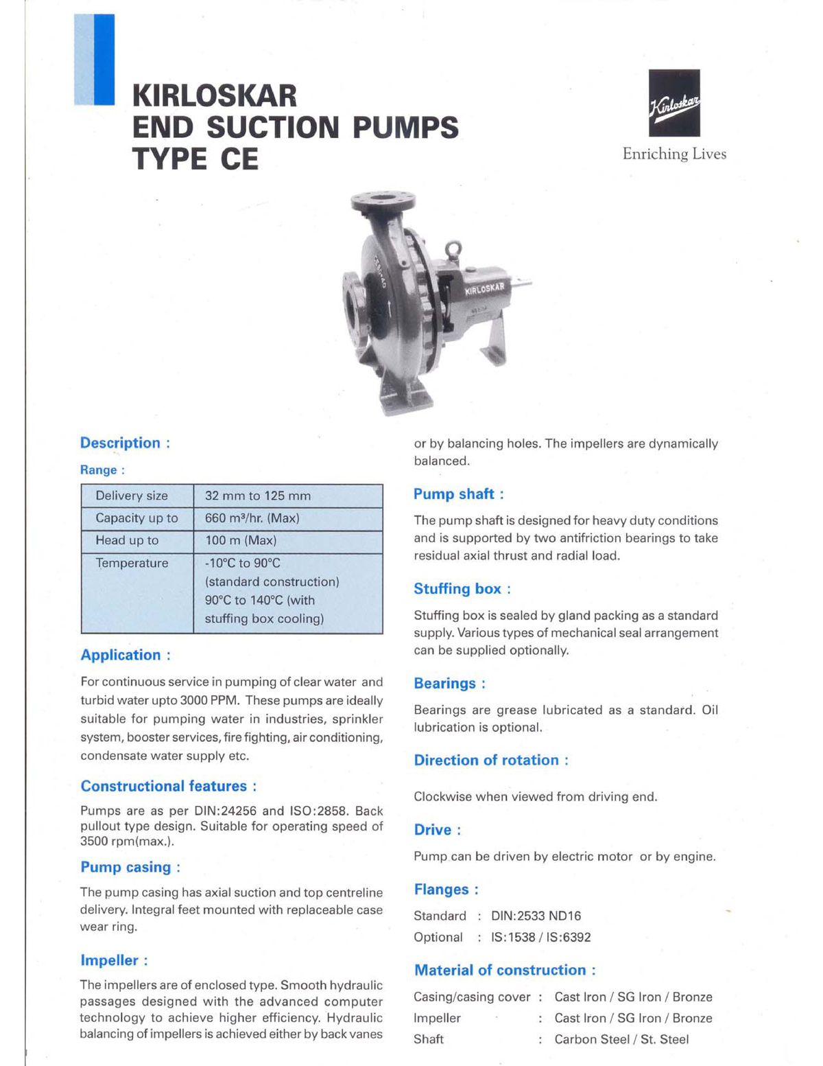 End Suction Utility Pump CE 2 - Theory Of Machines - Studocu