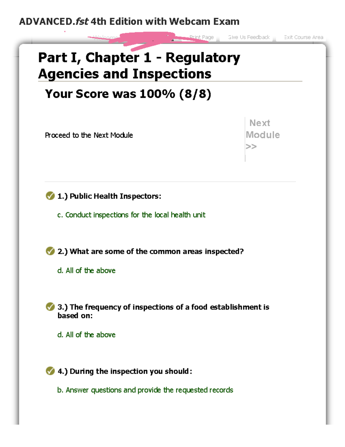 Fst ch1 online food safety course test advanced 4th edition with