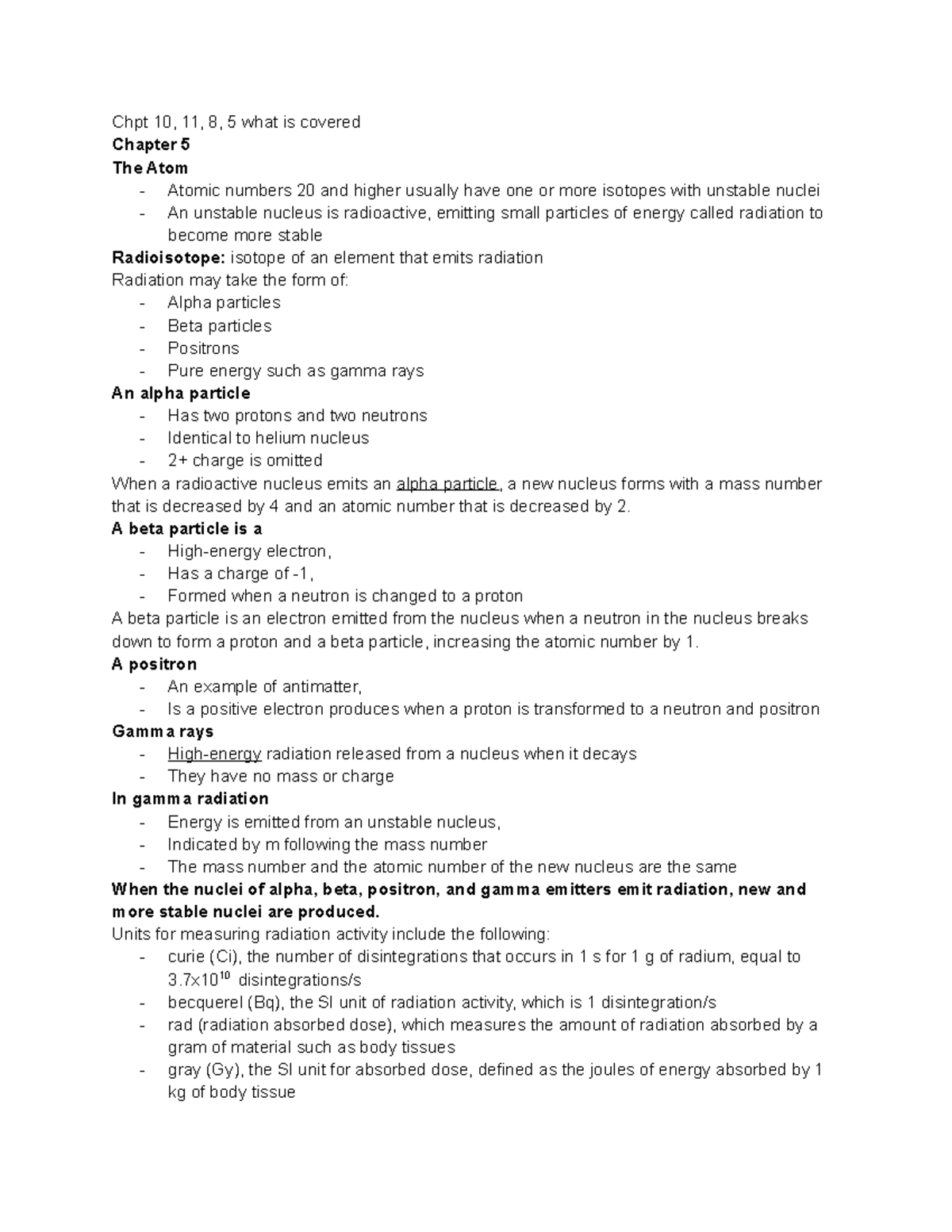 Chem Cpht. 5 - Lecture notes and practice material - Chpt 10, 11, 8, 5 ...