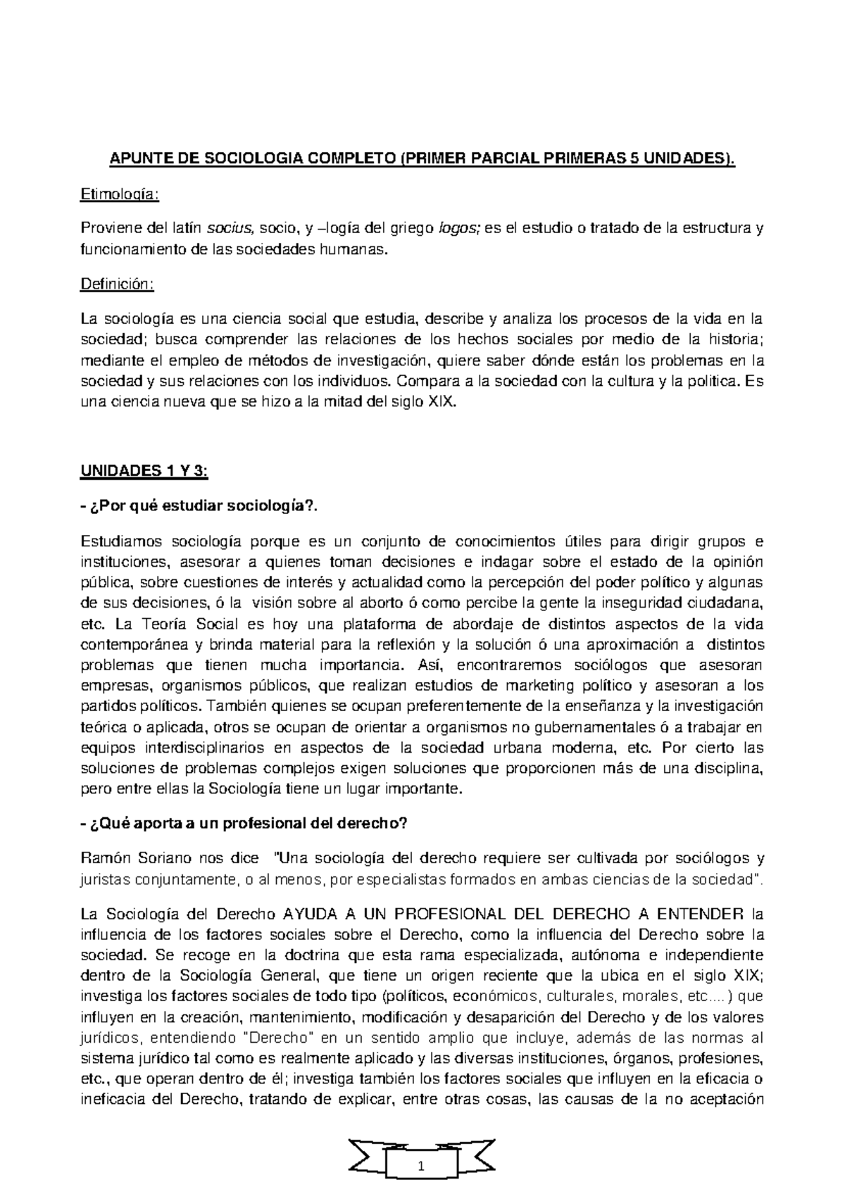 Sociologia 1ra Parte Diaz - APUNTE DE SOCIOLOGIA COMPLETO (PRIMER ...