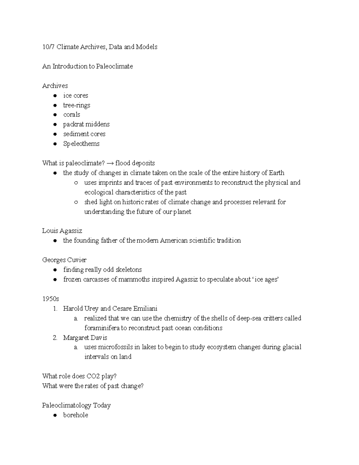 10 7 + 10 14 EAR 111 Lecture Notes 10/7 Climate Archives, Data and