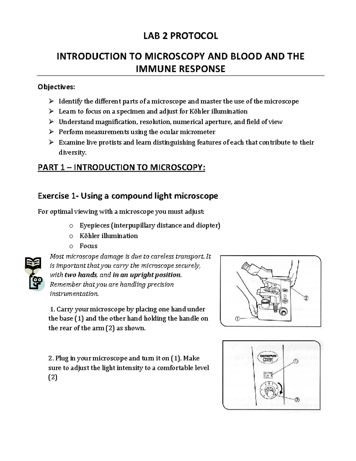 Biol 2010 U Lab 2 Protocol 2023 - LAB 2 PROTOCOL INTRODUCTION TO ...