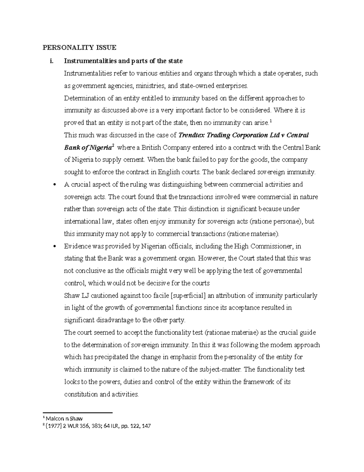 Personality Issue - PERSONALITY ISSUE i. Instrumentalities and parts of ...