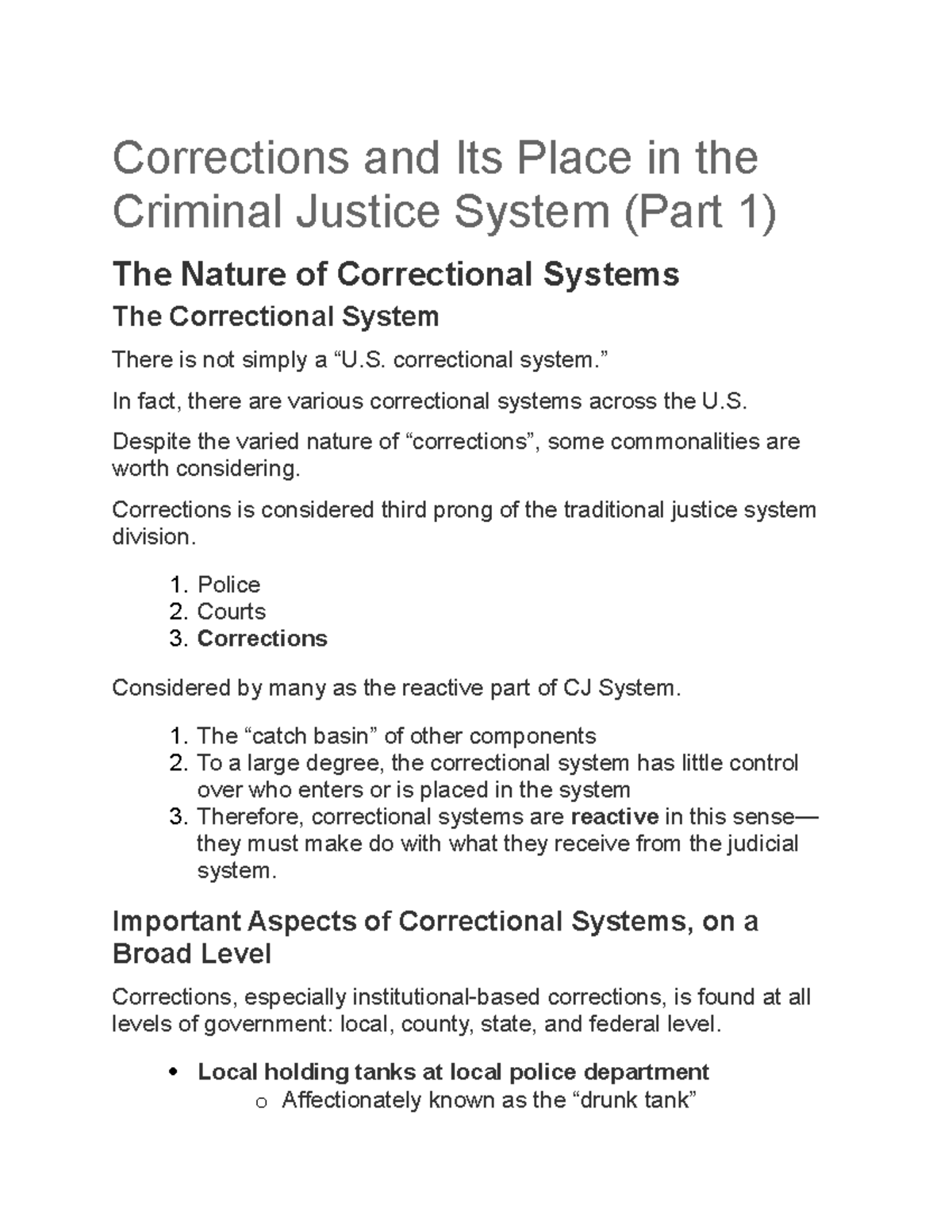 Unit 1 Corrections - Teachers Summary of Chapter 1 - Corrections and ...